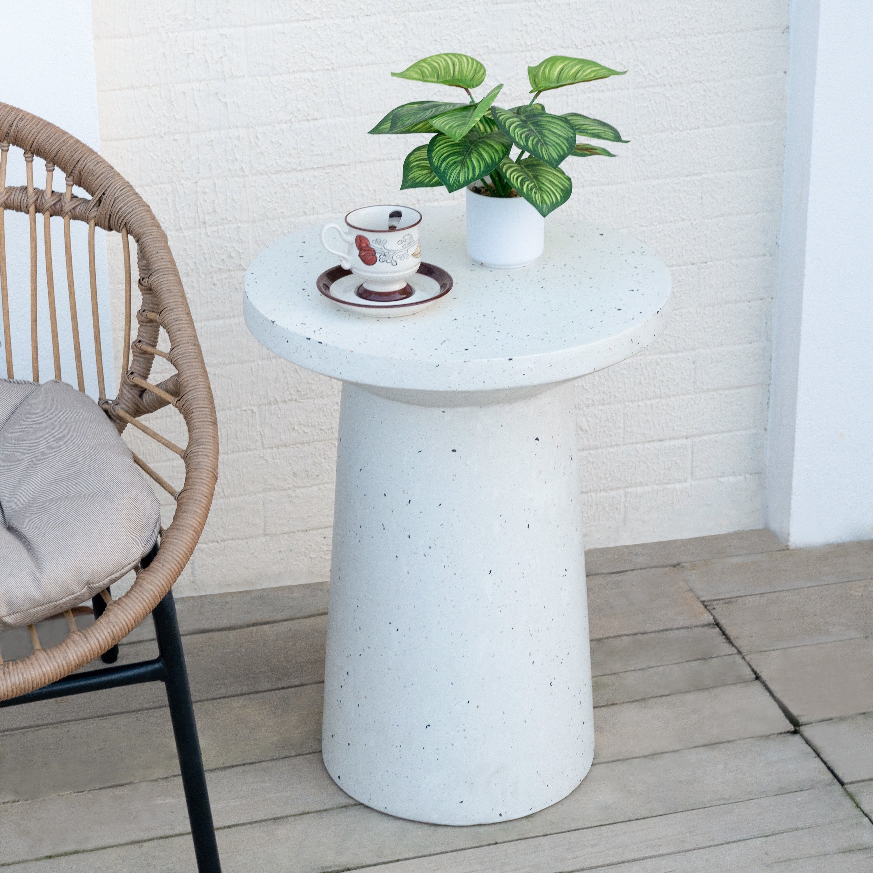Outdoor 24" H MGO Terrazzo Side Table, White