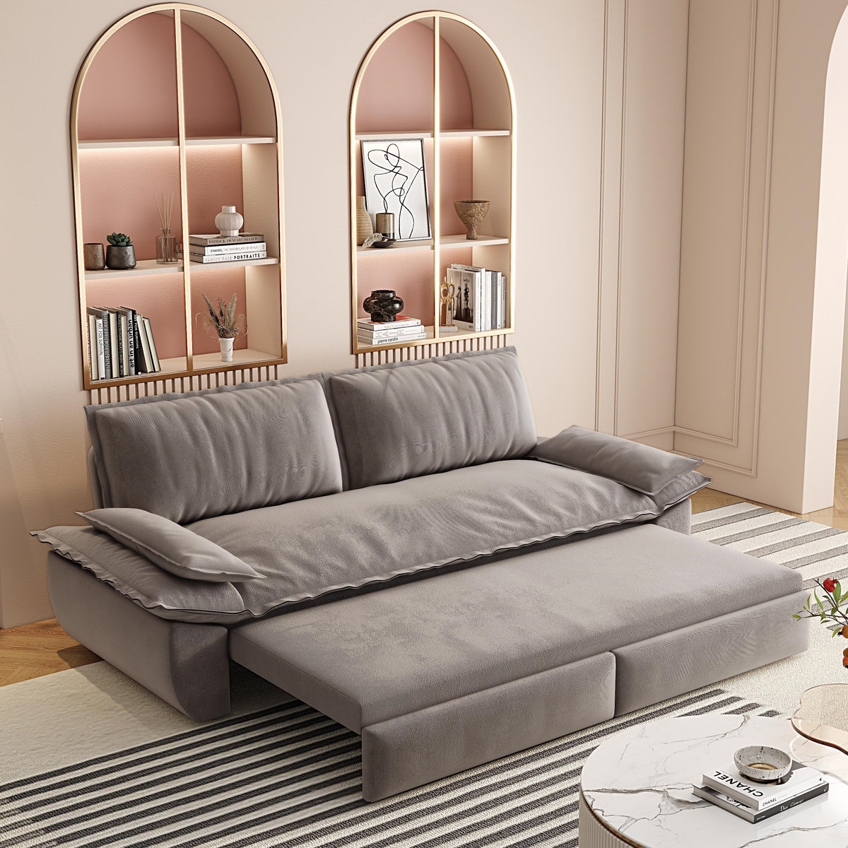 3-in-1 Convertible Sleeper Sofa Bed in Green