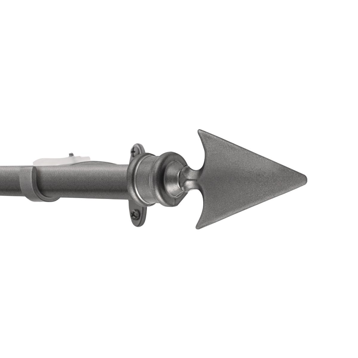 Extendable Charcoal Grey Metal Curtain Pole - Arrow Finial - 36-66", 66-120"-3