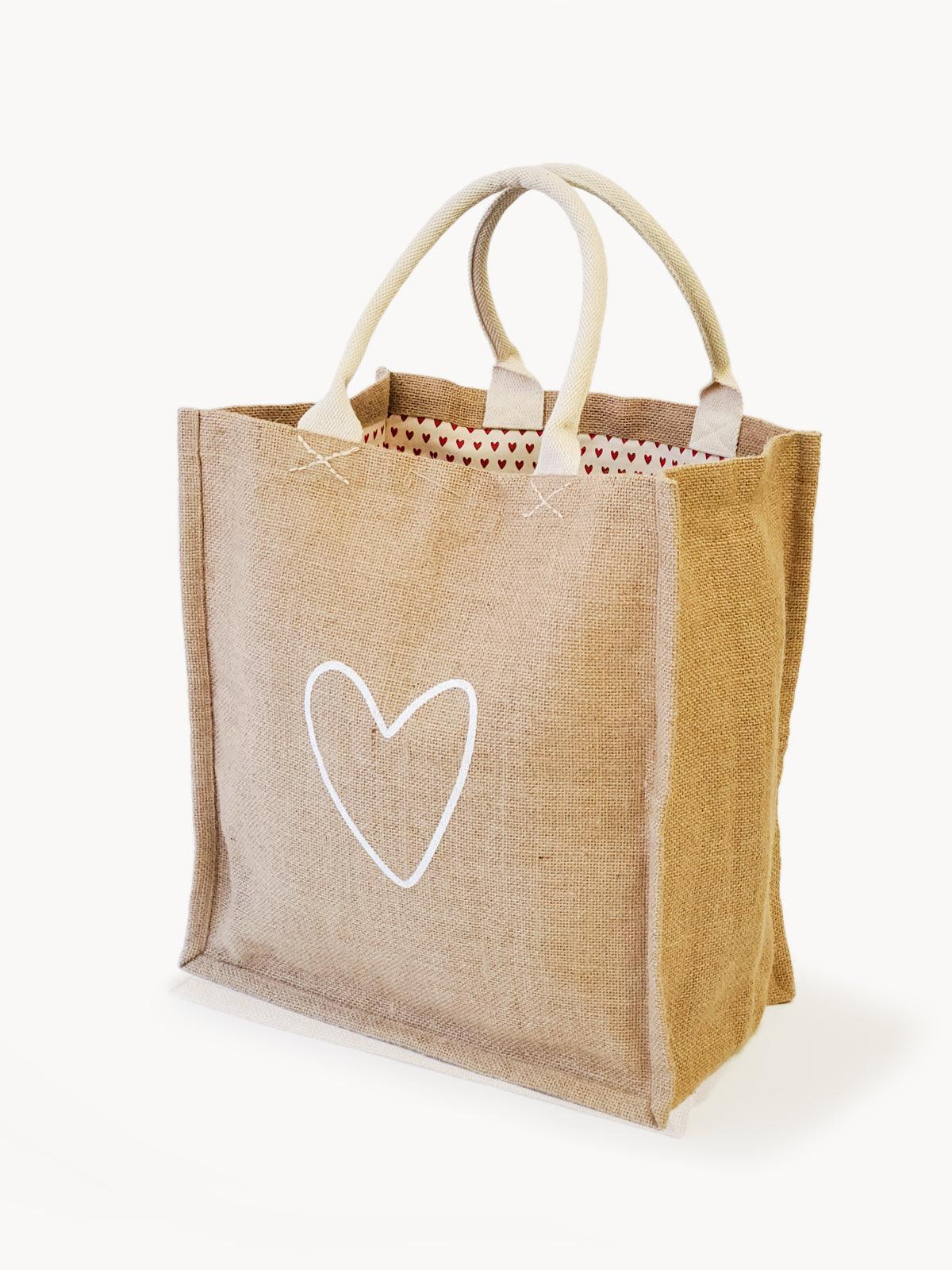 Jute Canvas Market Bag - Love - PRHOMZ