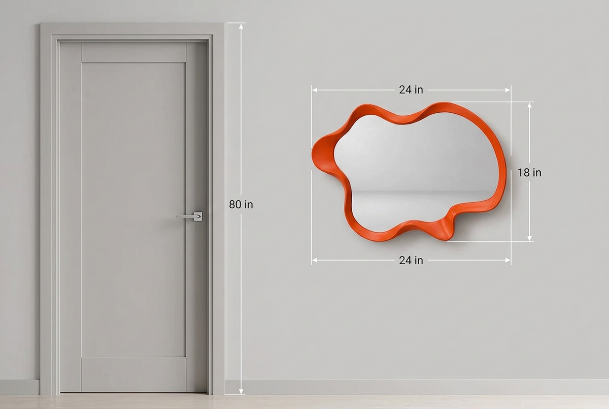 Wavy Wood Frame Wall Mirror with 3D Carved Border | Versatile Hanging for Any Room