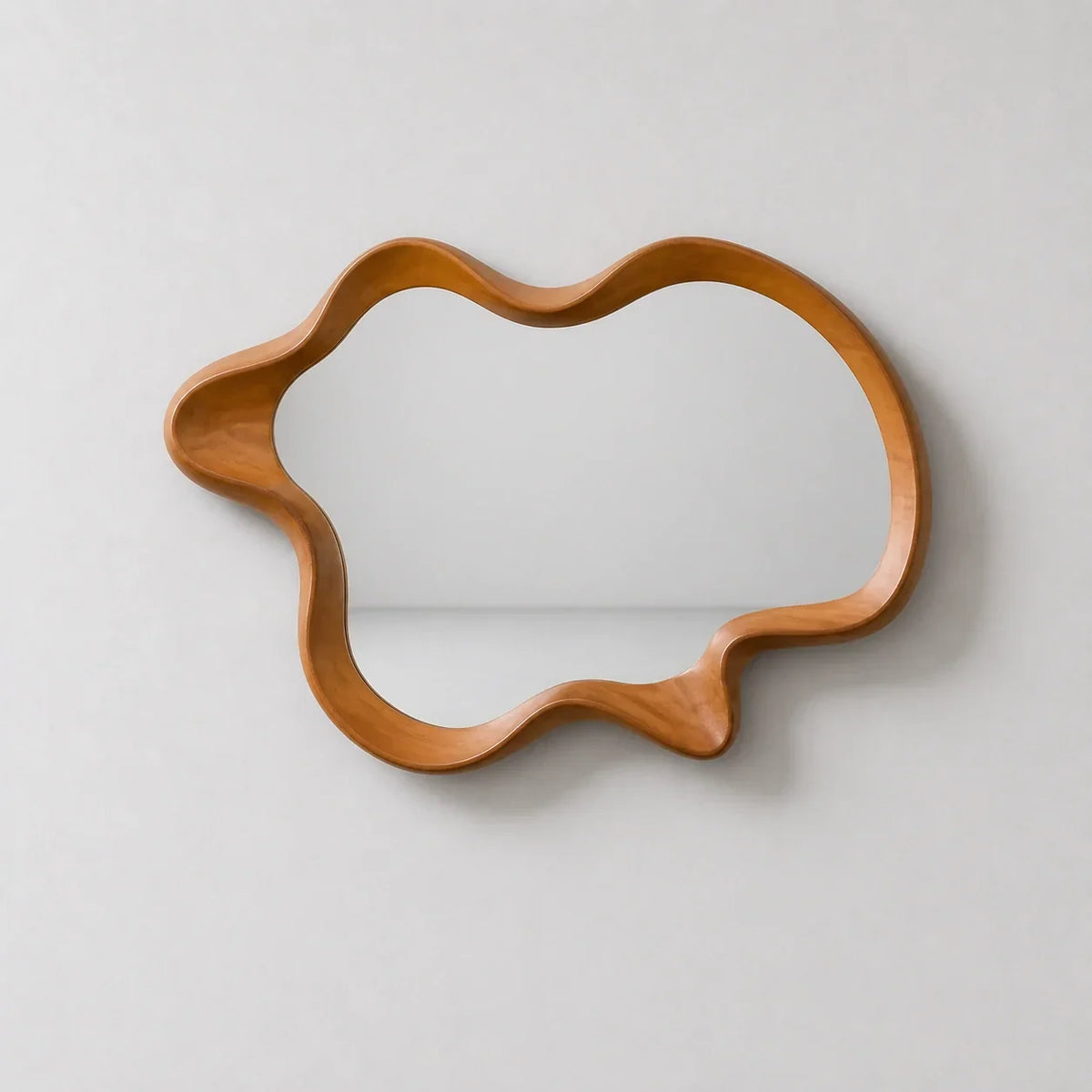 Wavy Wood Frame Wall Mirror with 3D Carved Border | Versatile Hanging for Any Room
