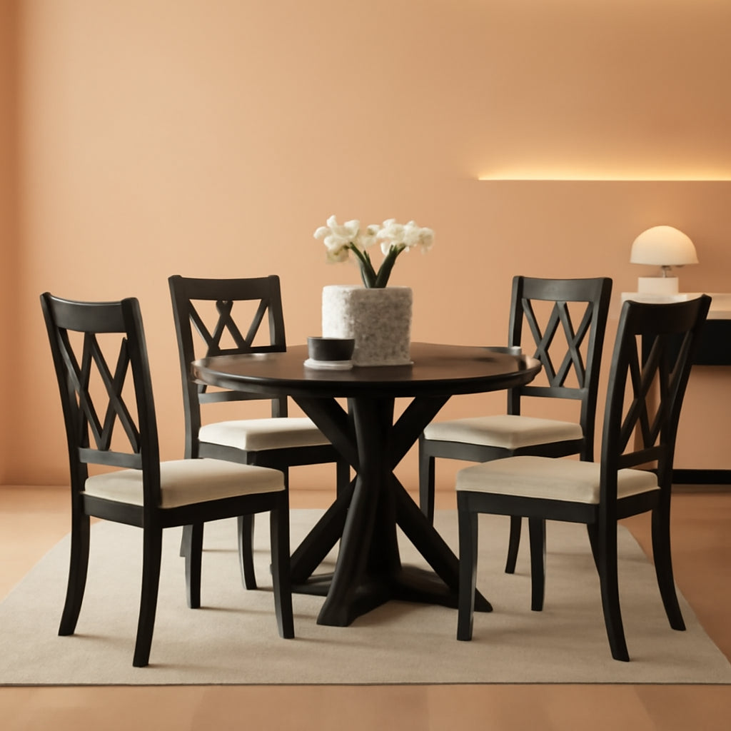 Ebony Five Piece Cross Buck Timbercrafted Dining Set