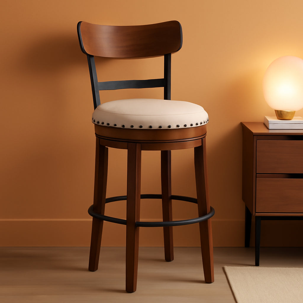 Valebeck 30 Inch Farmhouse Pub Height Bar Stool Brown