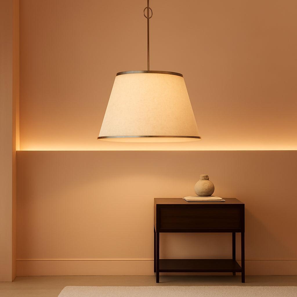 TwentyFourInch Boho Chandelier Fabric Drum Pendant Lighting-0