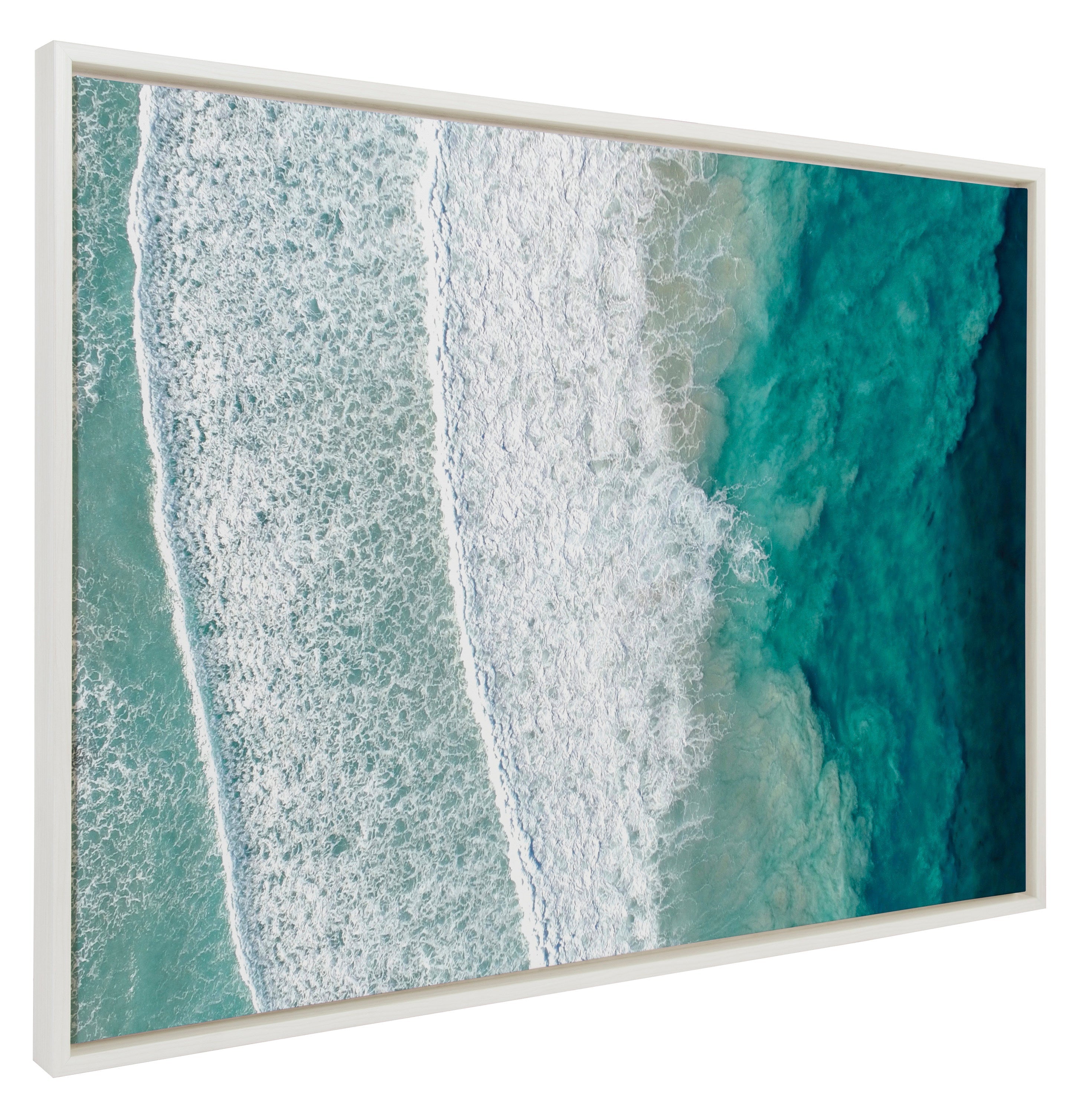 Sylvie Ocean Waves by the Bay Framed Canvas by The Creative Bunch Studio