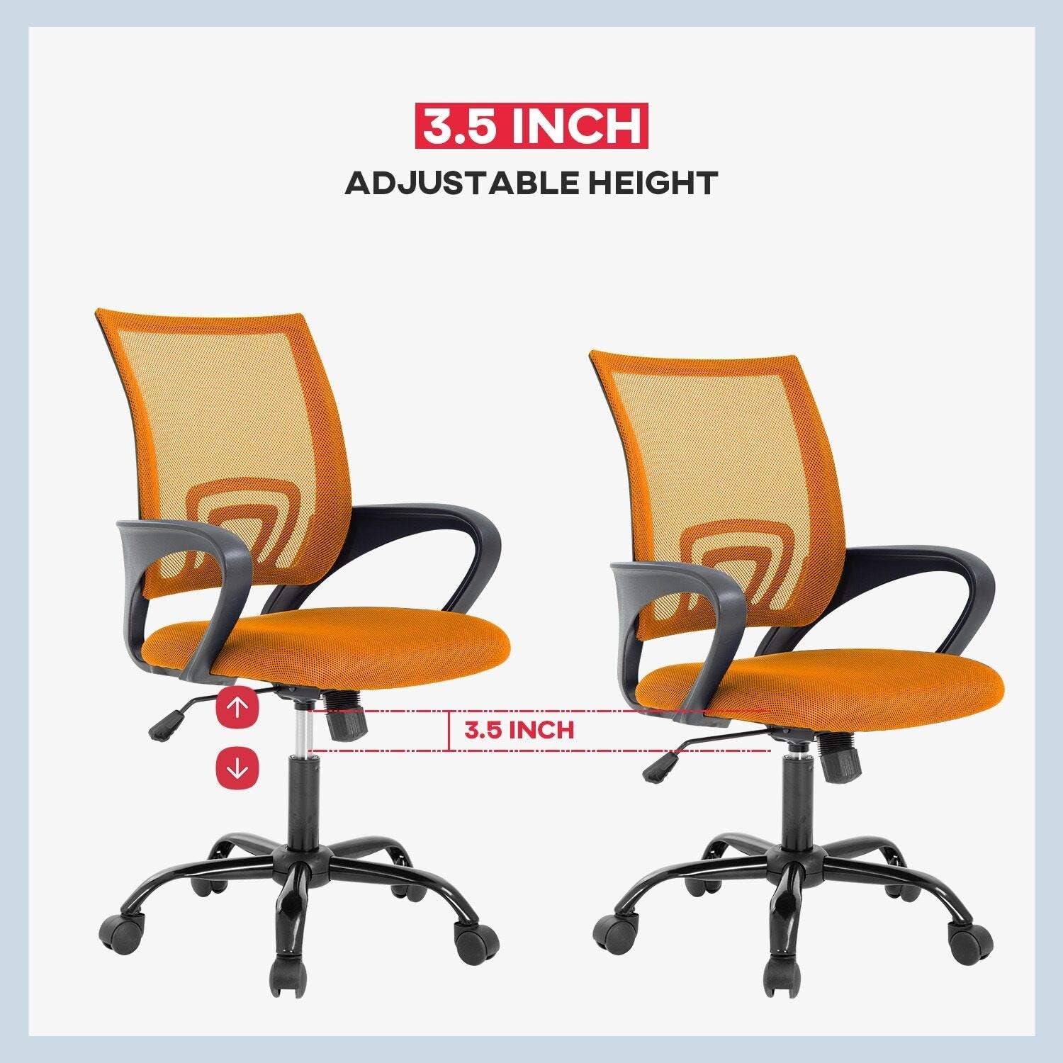 Orange Desk Mesh Chair With Adjustable Lumbar Support