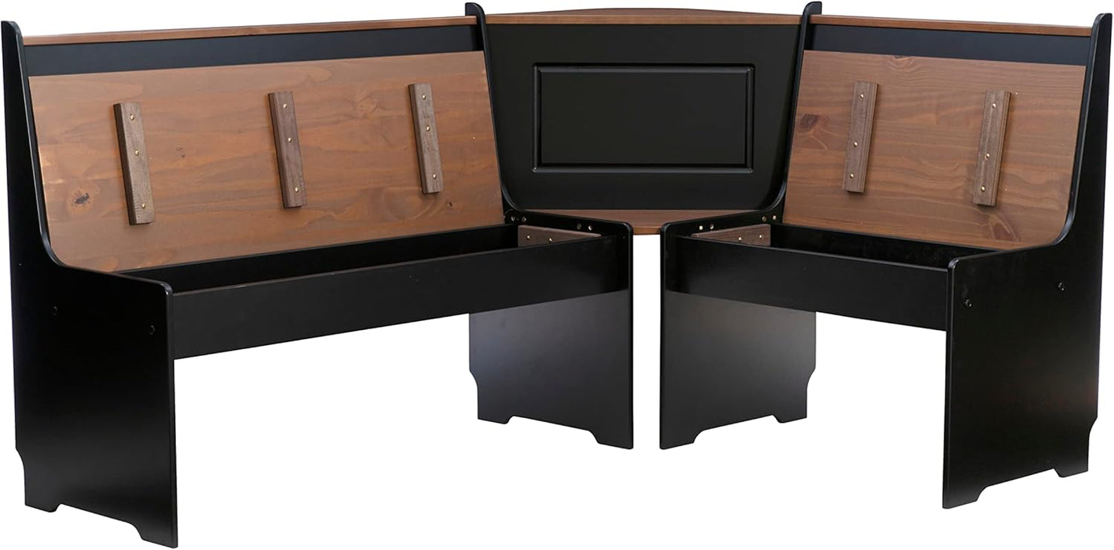 Black Pecan Five Seat Dining Set With Storage Benches