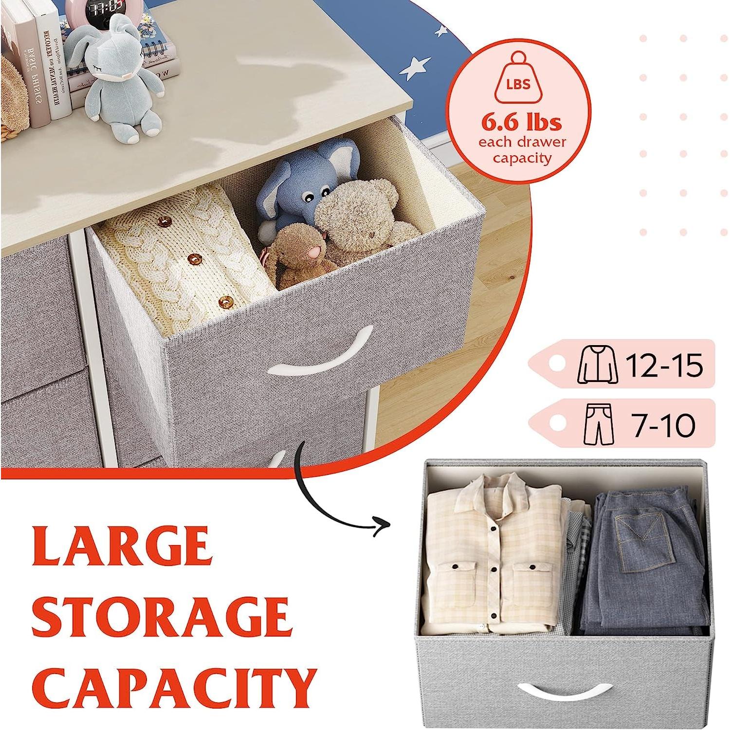 Fabric Storage Tower With 8 Drawers Light Grey Bedroom