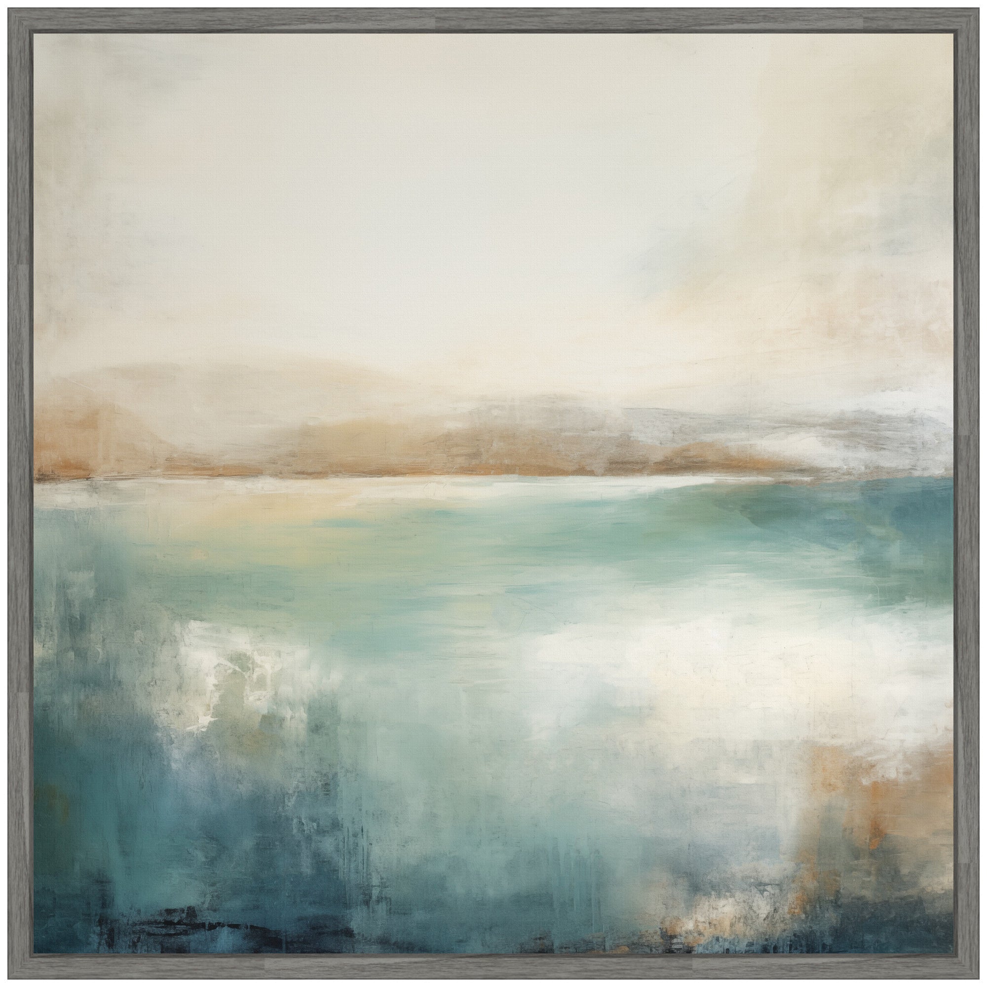 Sylvie Abstract Calming Lake Landscape Framed Canvas by The Creative Bunch Studio