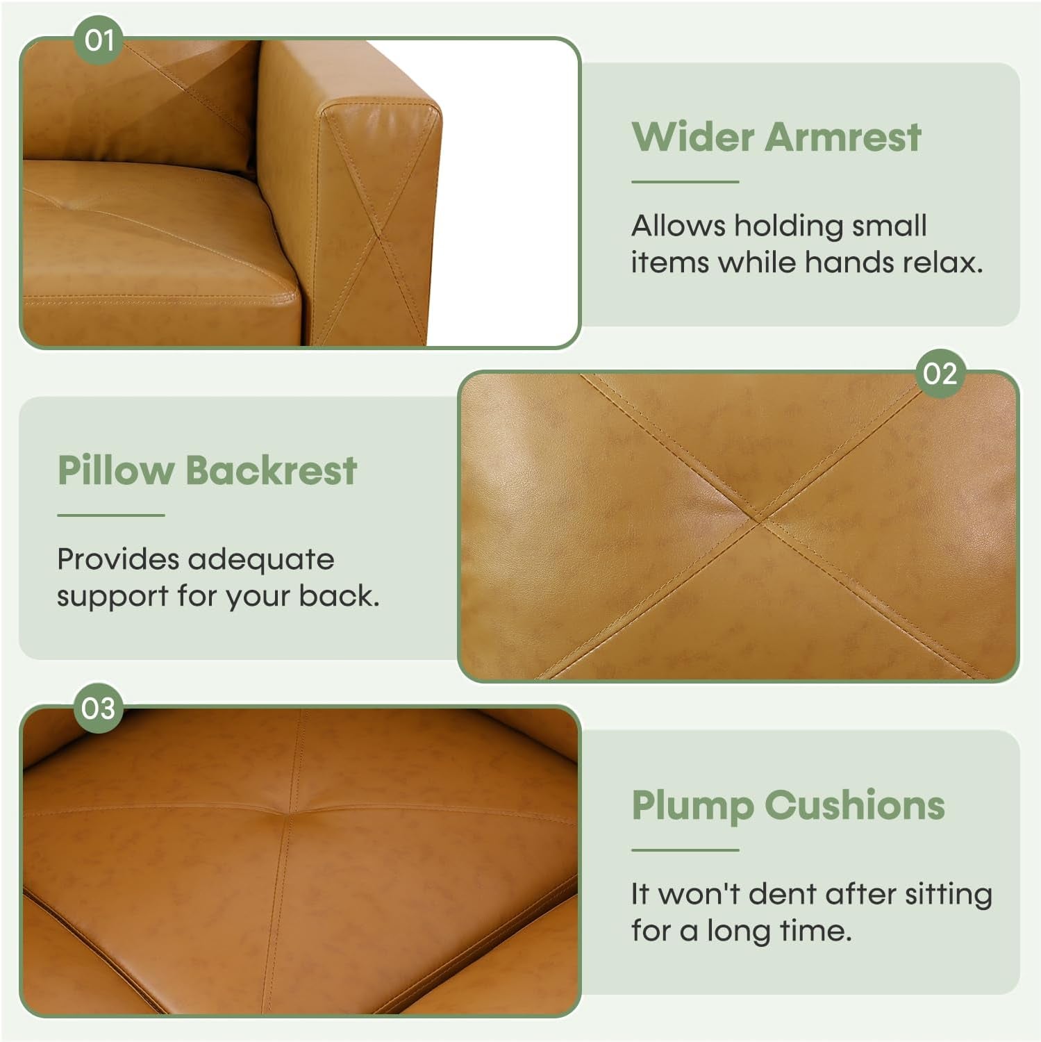 Leather Sectional Sofa L Shape With Storage Ottoman Ginger