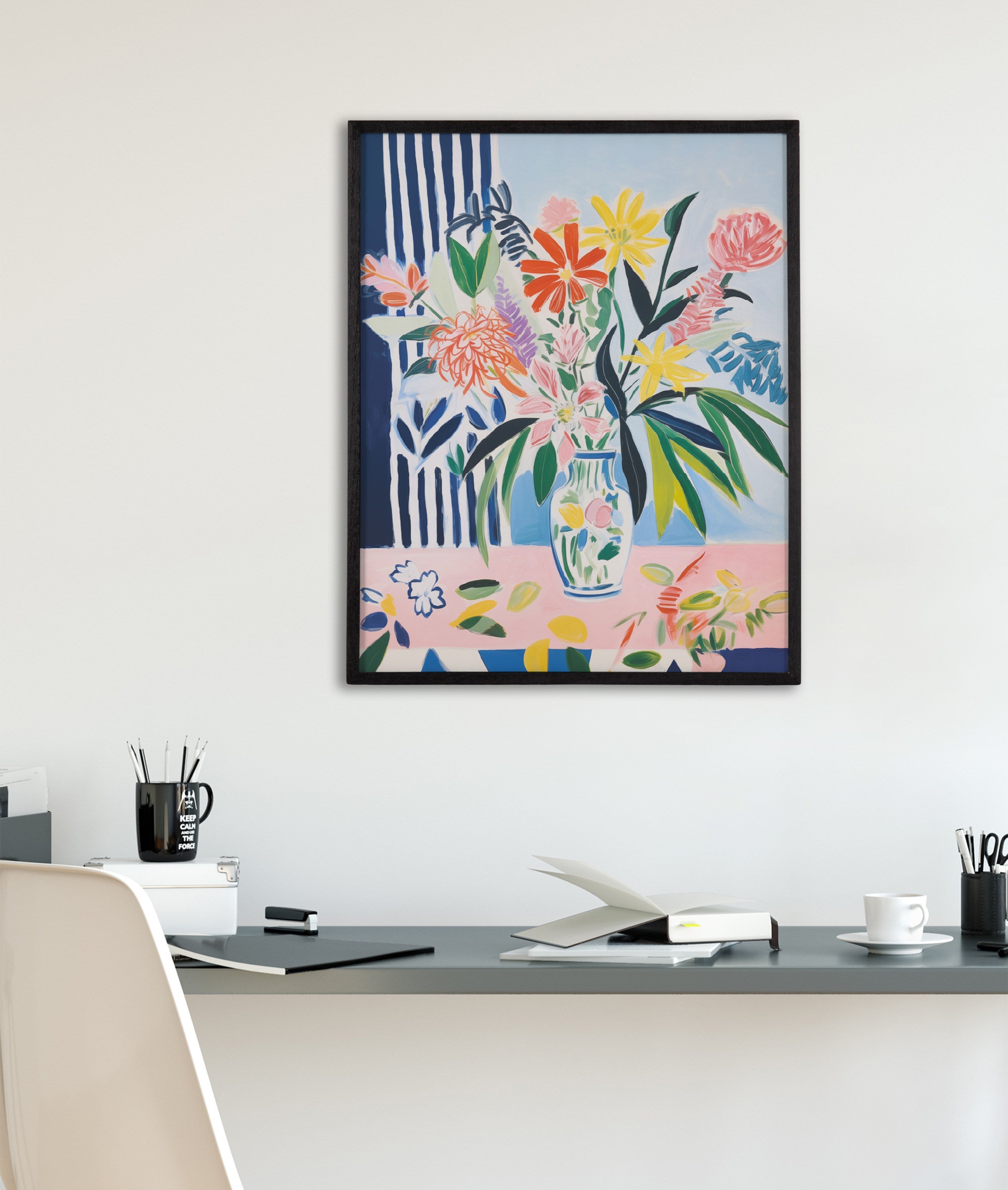 Gallery Cheerful Maximalist Flower Vase Print by The Creative Bunch Studio