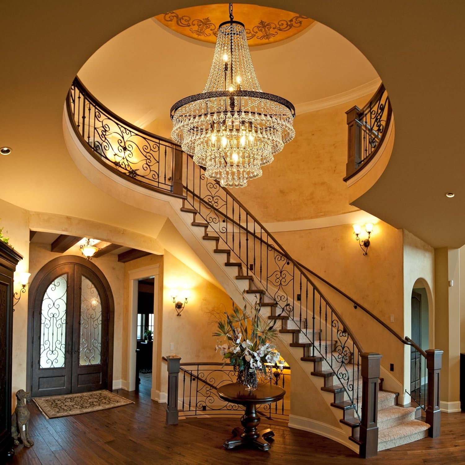 Antique Bronze Crystal Chandelier 10 Lights Farmhouse-3