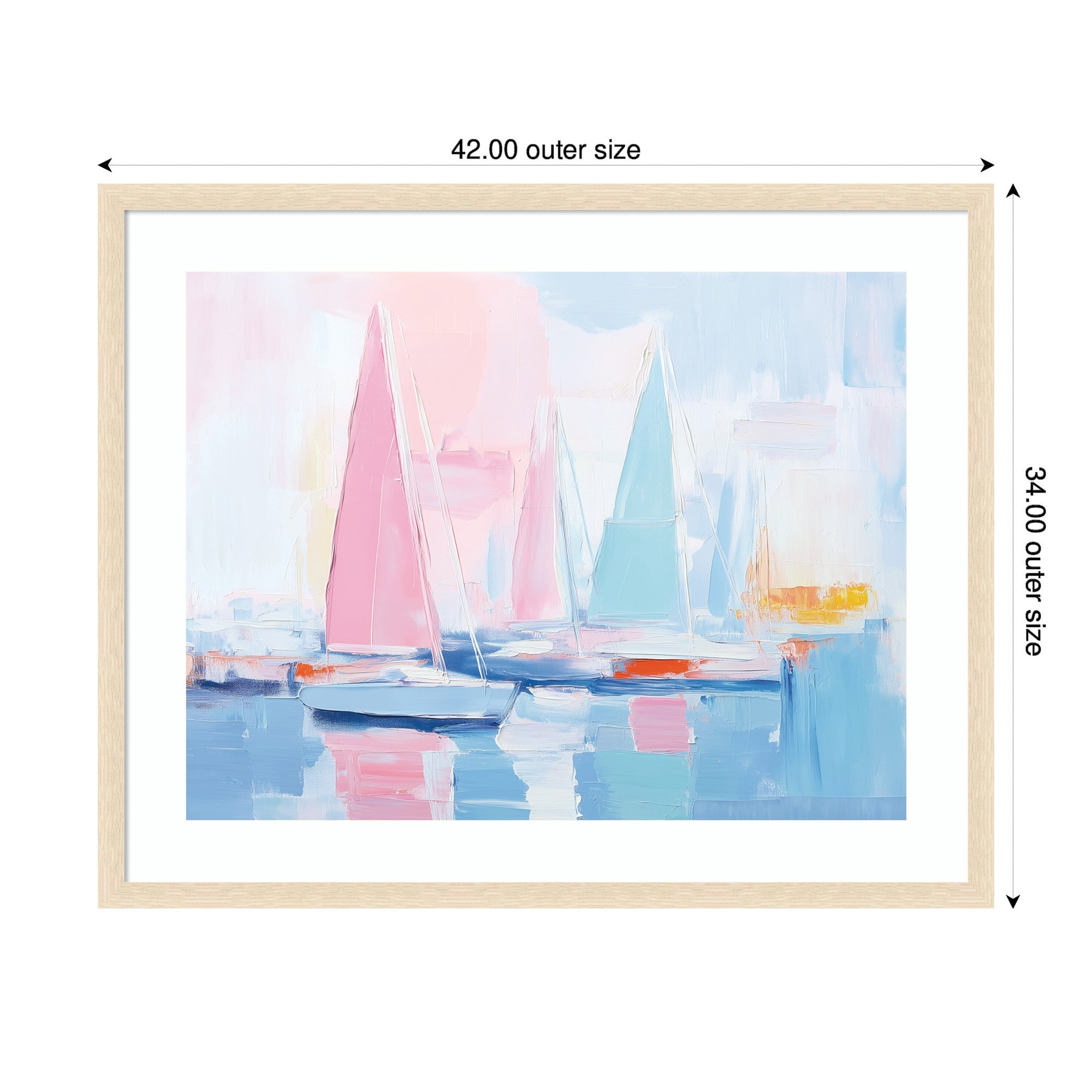 Framed Art Abstract Sailboat Harbor Landscape by The Creative Bunch Studio