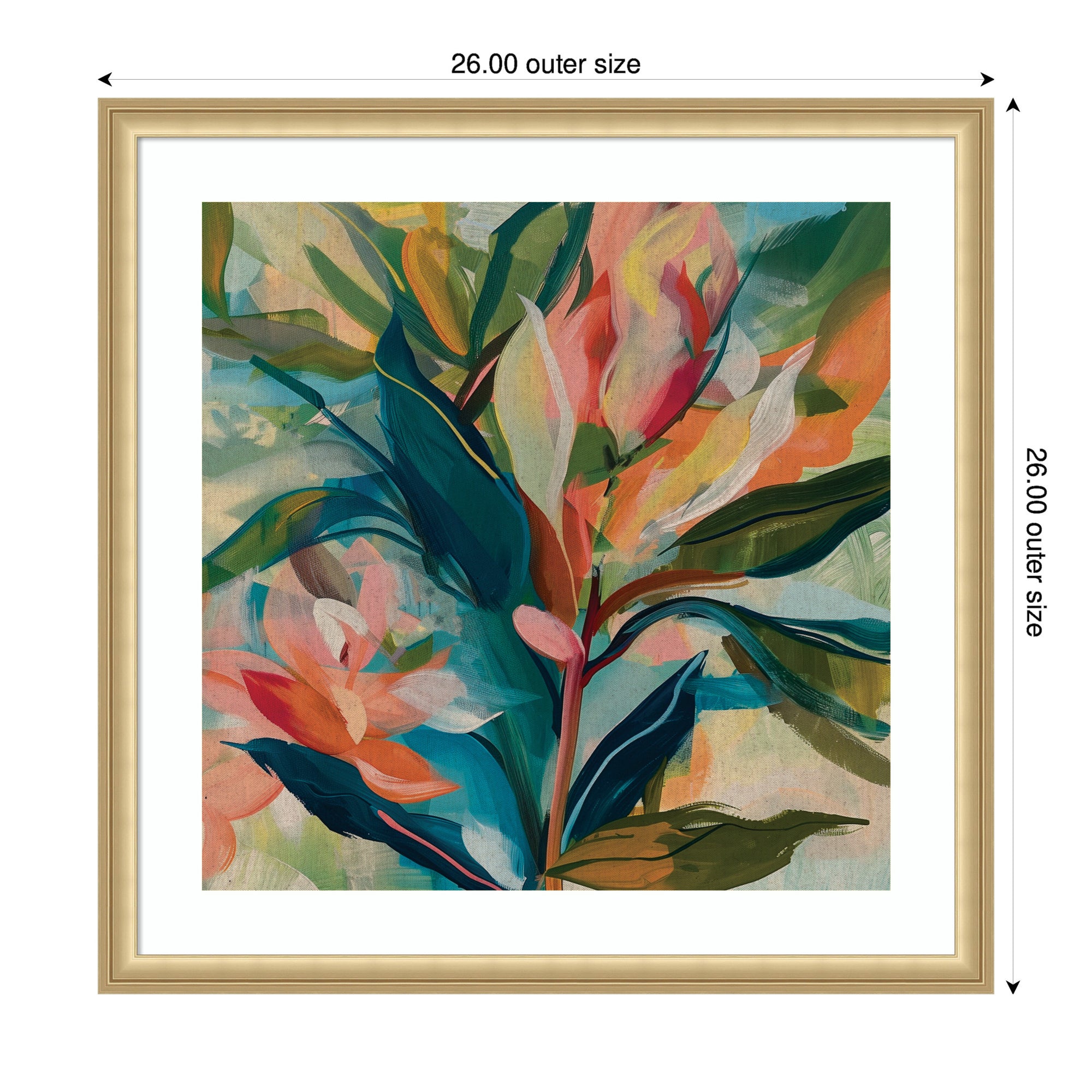 Framed Art Colorful Tropic Botanical Abstract Neutral Linen by The Creative Bunch Studio