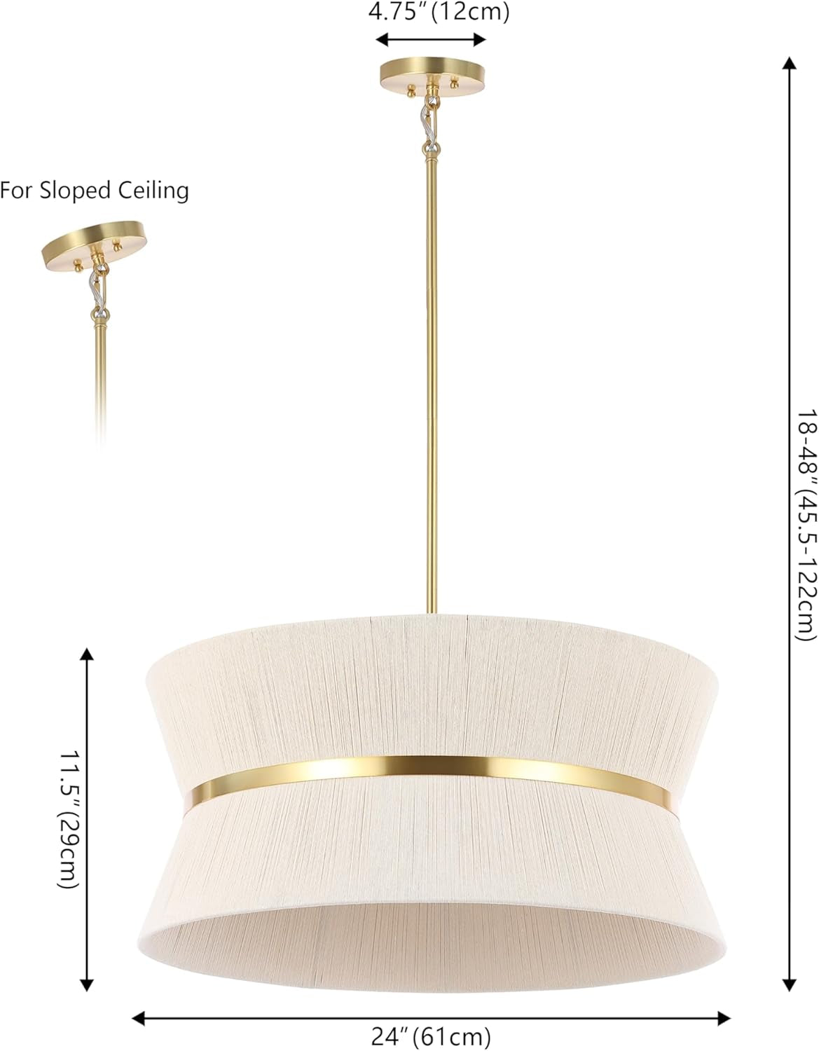 4 Light Adjustable Bleached Rattan Brass Chandelier-2