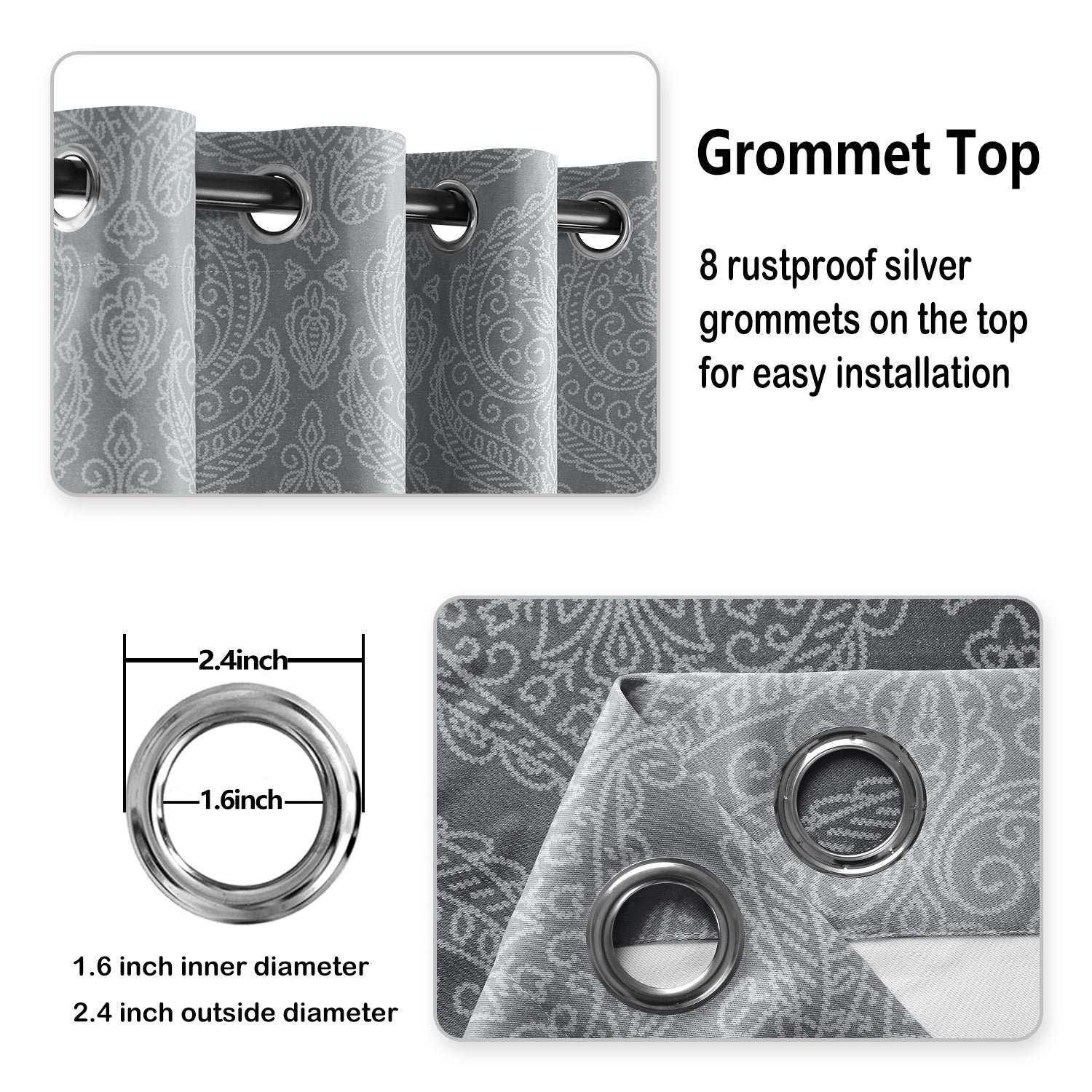 4pcs/SET Curtains - 2pcs Ombre Blackout Curtains And 2pcs Semi Sheer Curtains-3