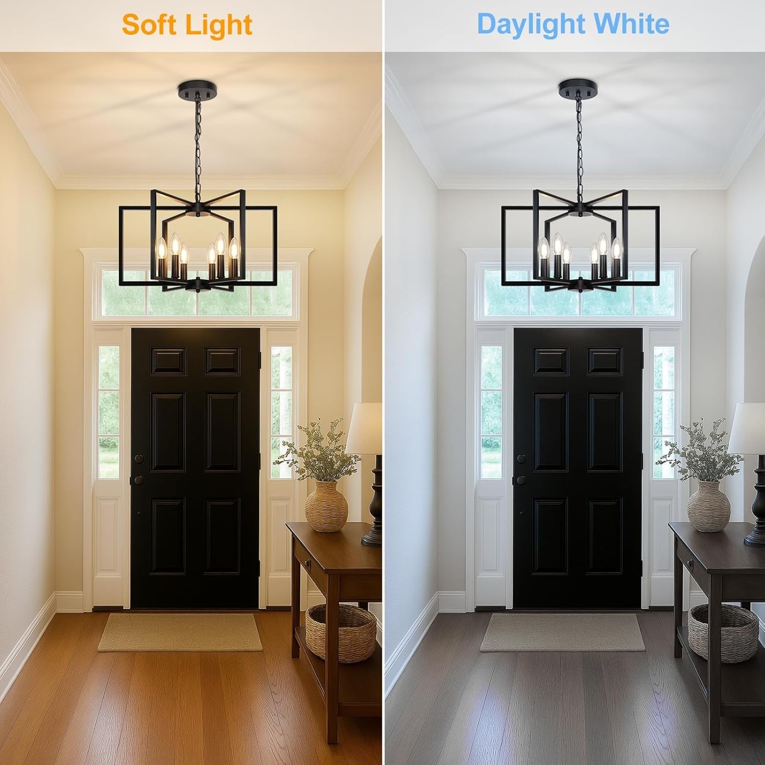 Black Geometric 6 Light Contemporary Ceiling Chandelier-3