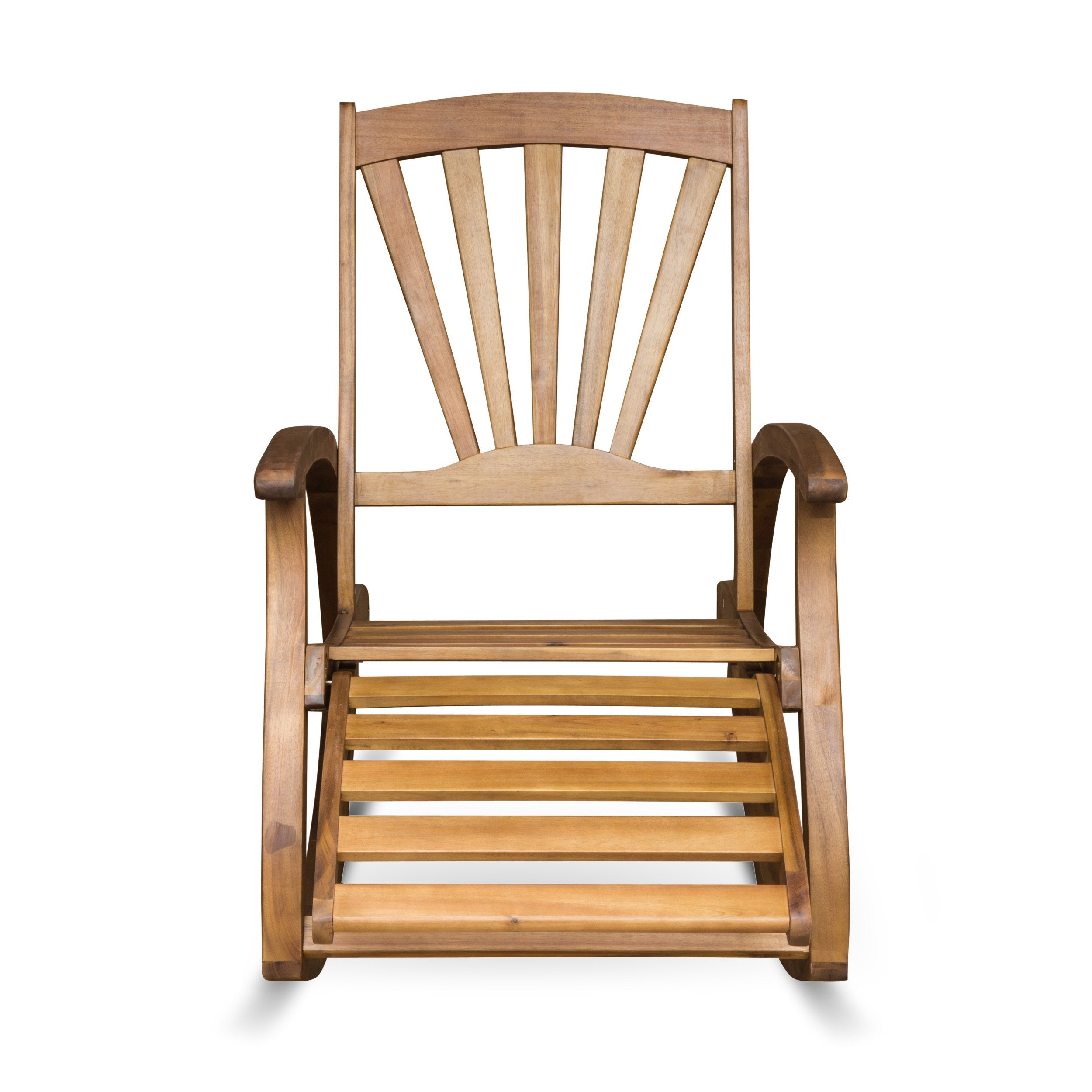 Outdoor Acacia Wood Rocking Chair with Retractable Foot Panel