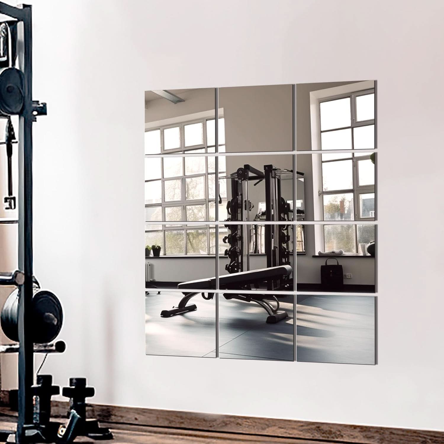 14 By 12 Inch Home Gym Mirror Tile Set For Wall 12 Pcs