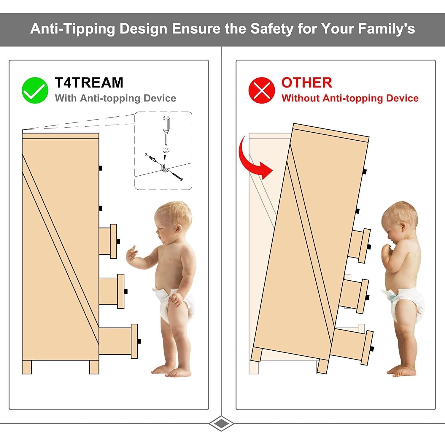 Dark Rustic Oak Five Drawer Dresser Bedroom Storage