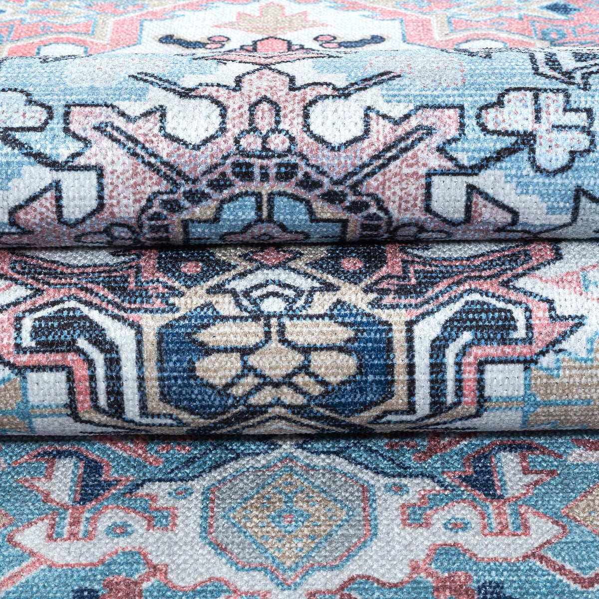 Marielle Navy Pink Heriz Modern Persian Rug