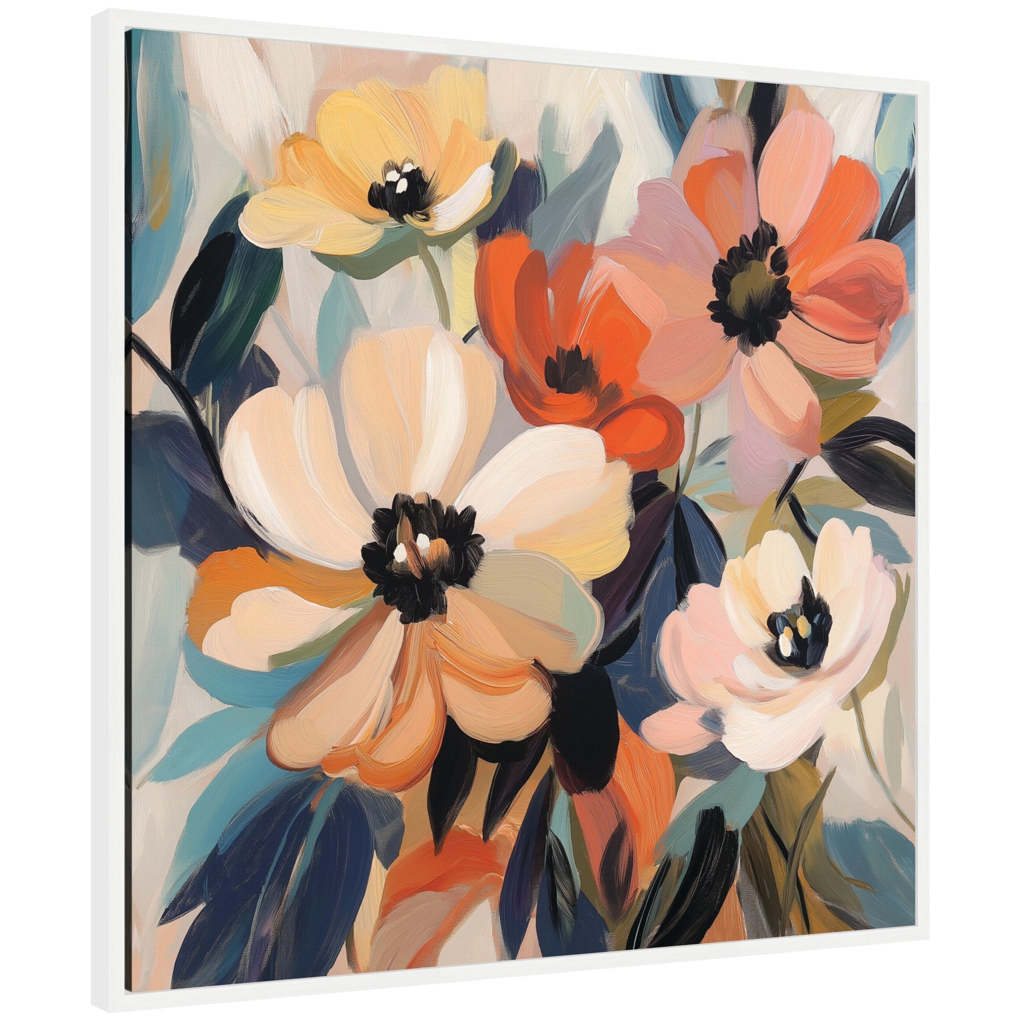 Sylvie Garden Bloom Abstract Bouquet III Framed Canvas by The Creative Bunch Studio