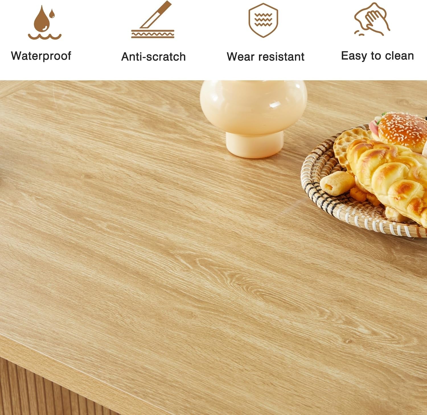 70.8 Inch Natural Dining Table For Kitchen And Dining Room