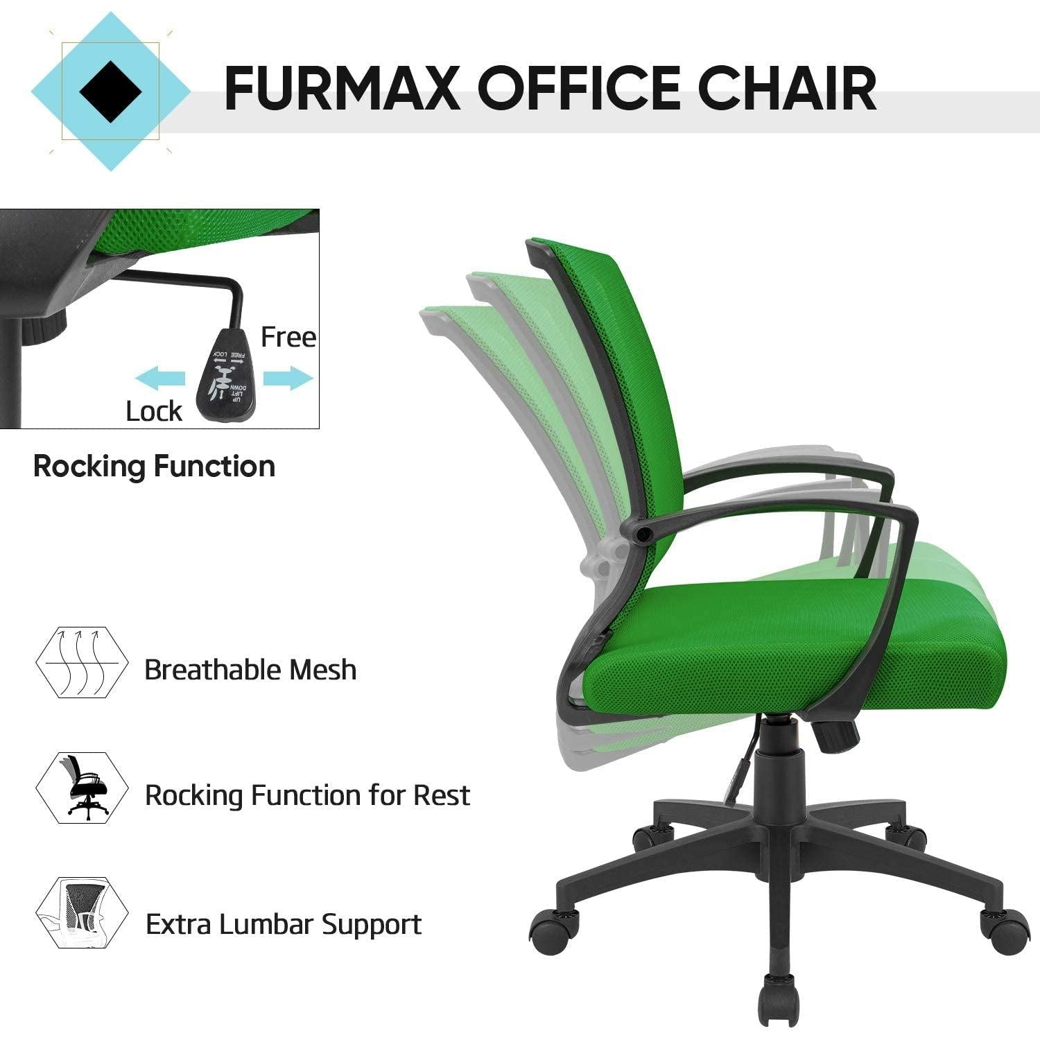 Ergonomic Green Mesh Office Chair With Lumbar Support