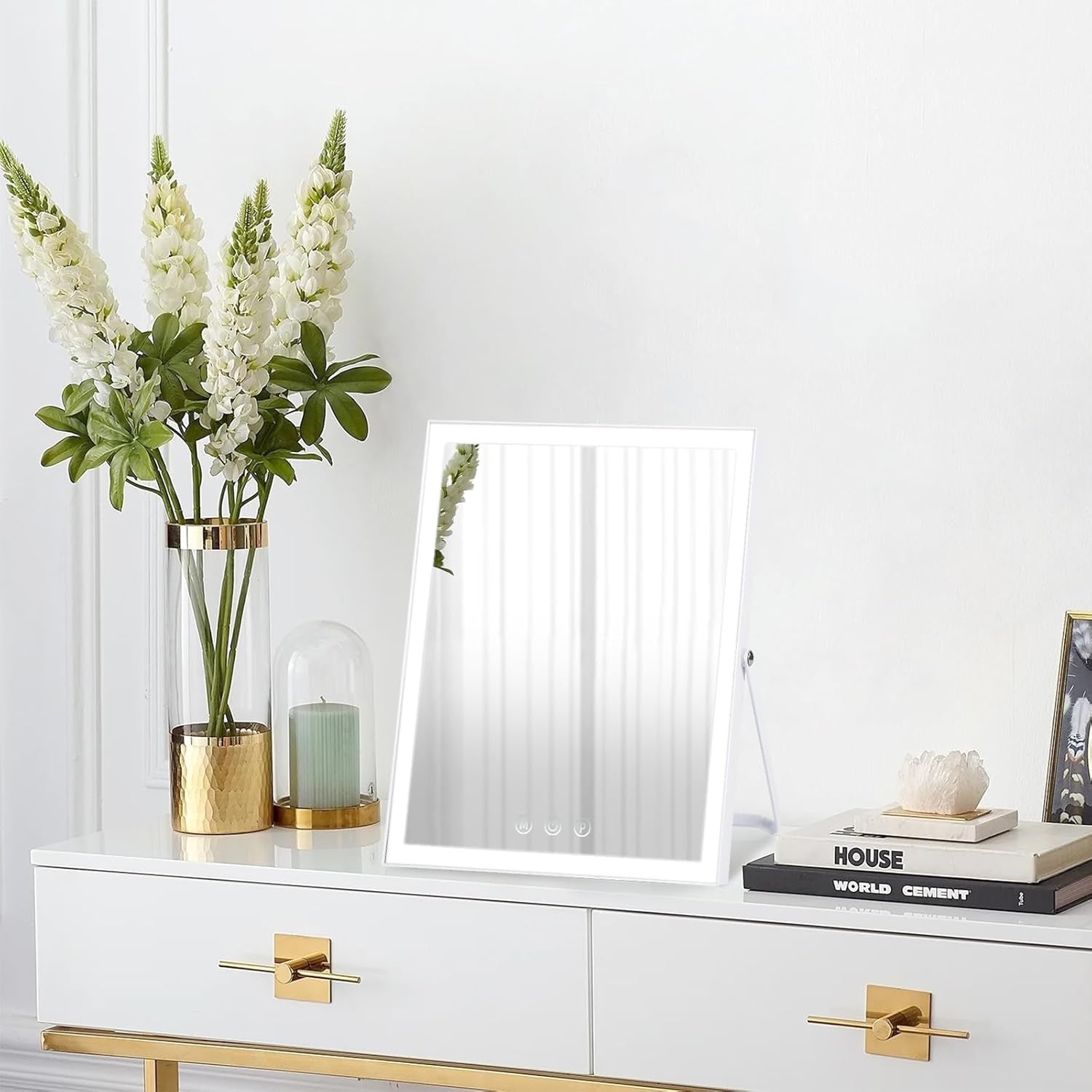 12 Inch Lighted Vanity Mirror Portable 3 Color Modes White