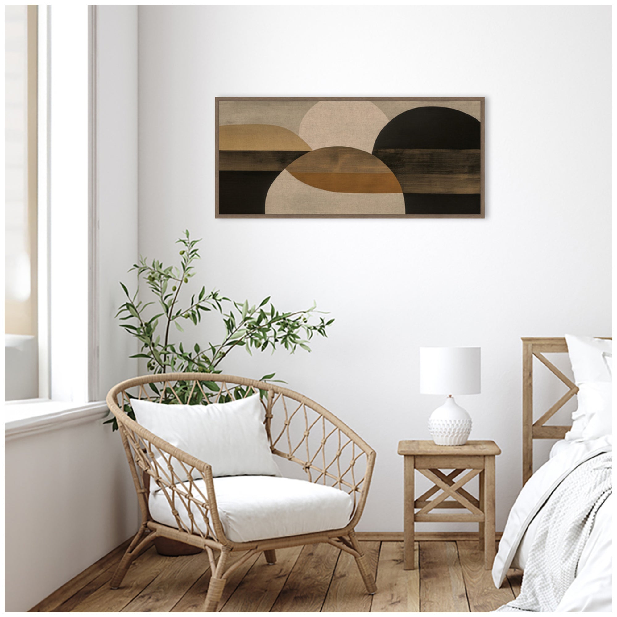 Neutral Rich Tonal Abstact II by The Creative Bunch Studio Framed Canvas Wall Art Print