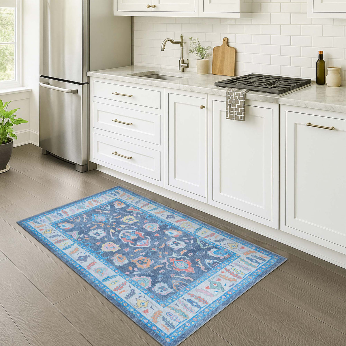 Adeline Pastel Blue Modern Oushak Rug