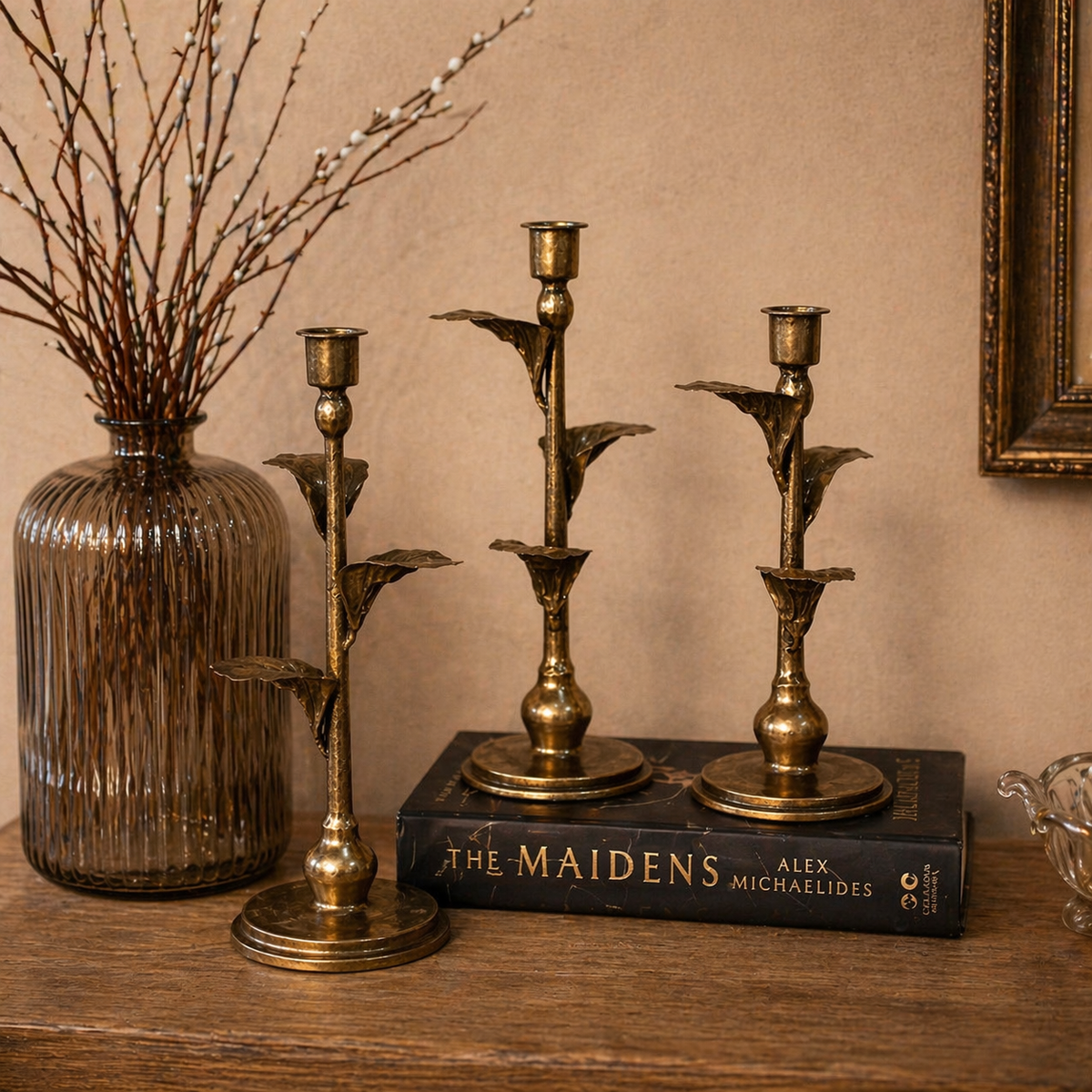 Metal Leaf Candle Holders – Set of 3