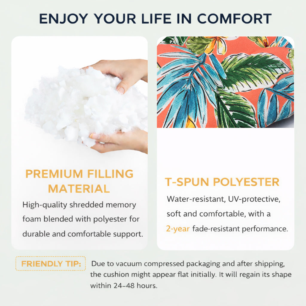 Outdoor Chair Cushions Set of 2, 19 x 19 x 4 Inch Tufted Seat Cushions with Ties