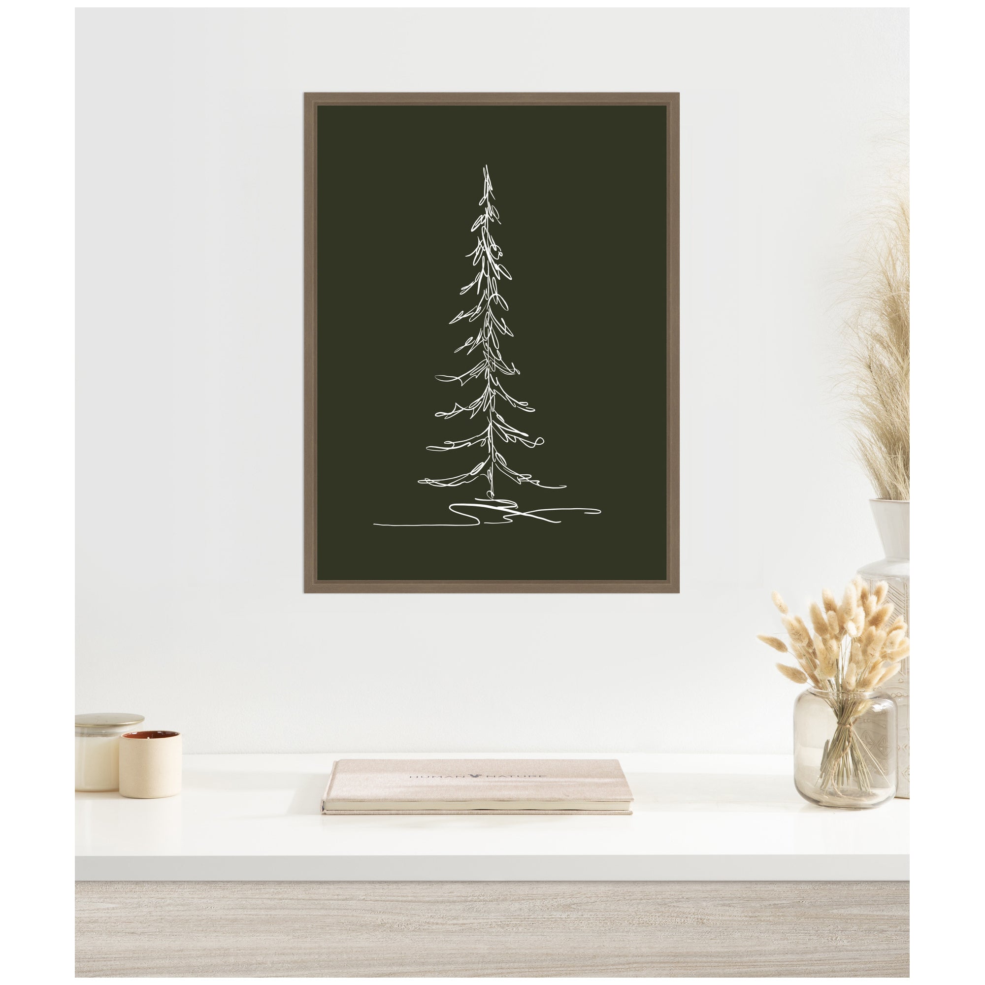 Sylvie Framed Canvas Minimalist Evergreen Trees Sketch 1 Green by The Creative Bunch Studio