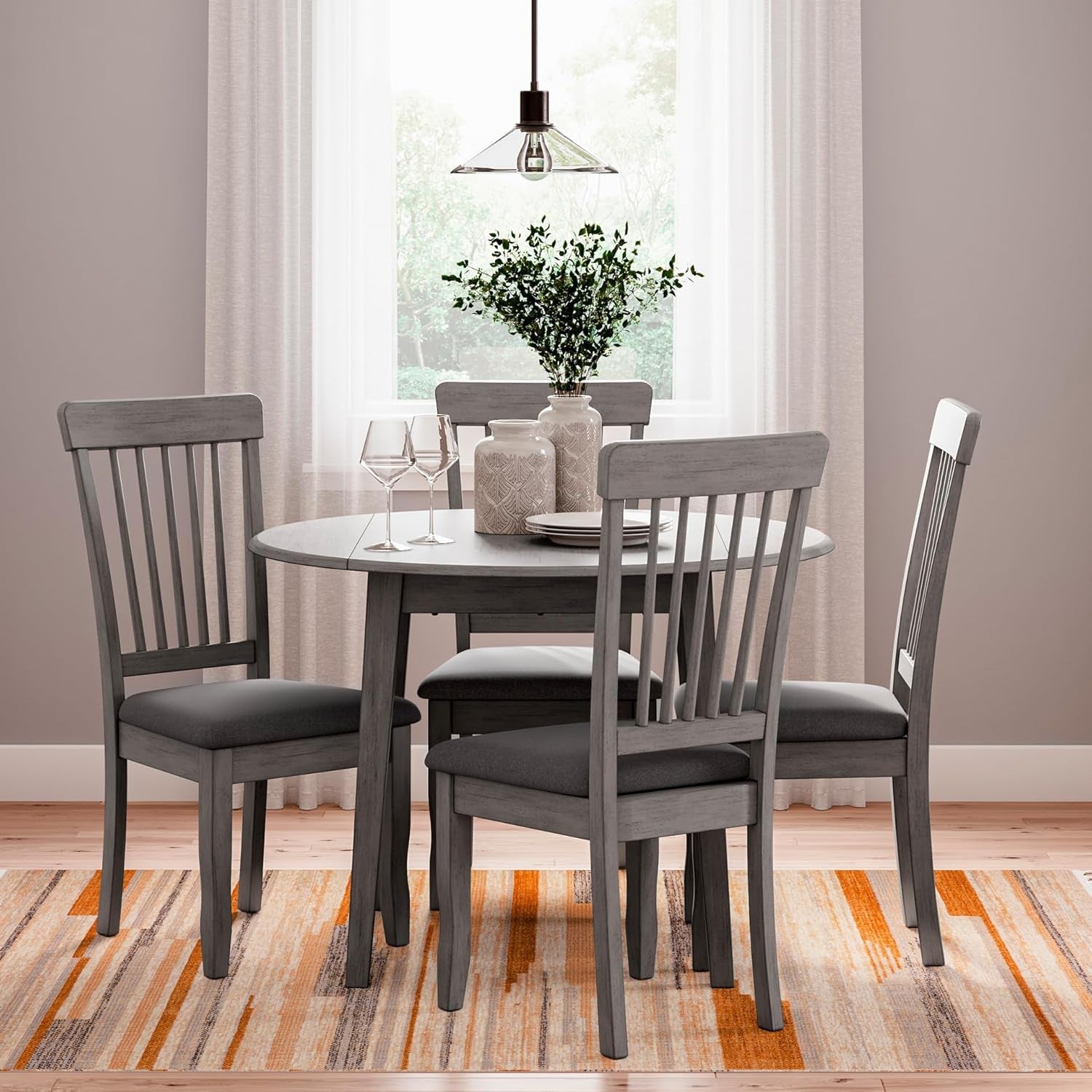 Gray Drop Leaf Dining Table Seats Four With Two Leaves