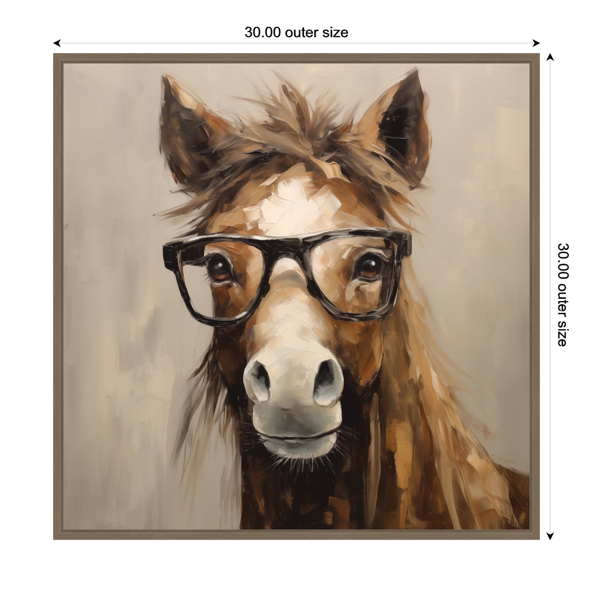 Sylvie Hay Those Are My Glasses Horse Framed Canvas by The Creative Bunch Studio