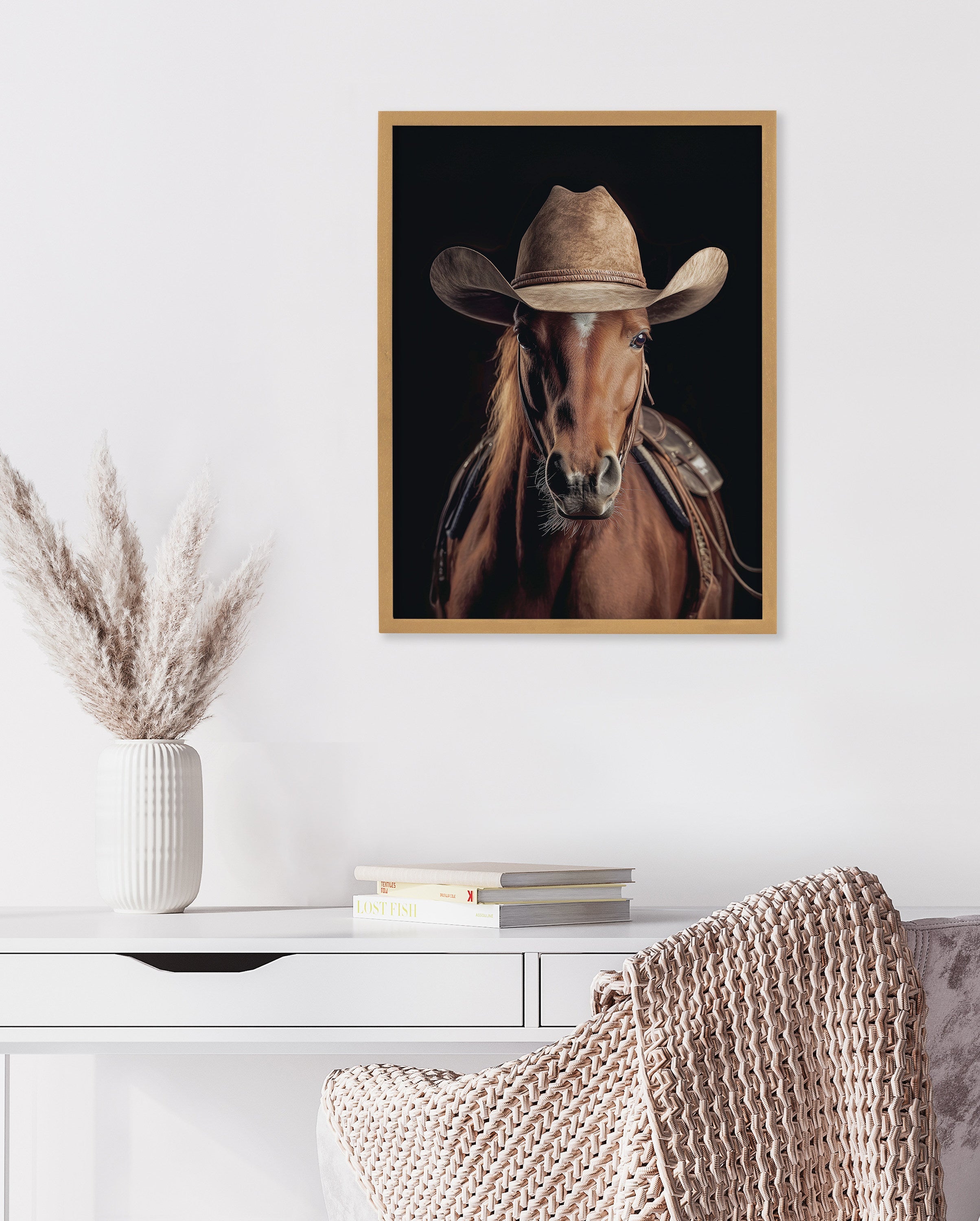 Gallery Horse Wearing a Western Cowboy Hat Print by The Creative Bunch Studio
