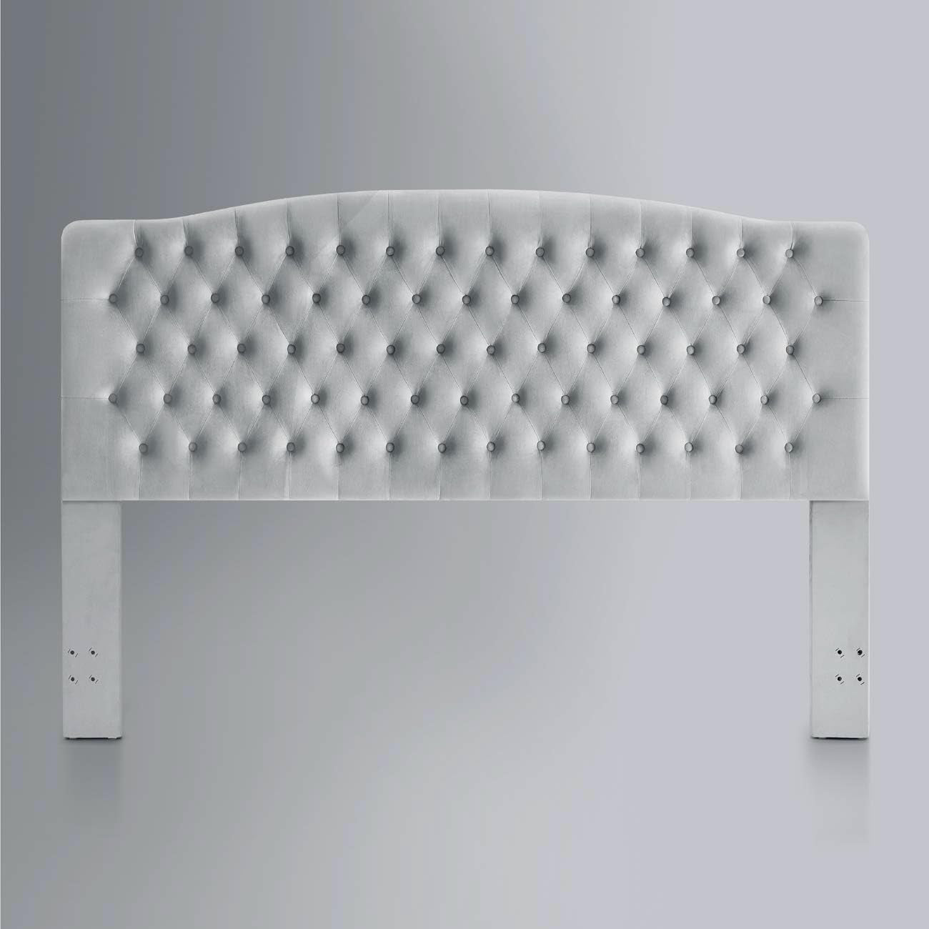 Velvet Tufted King Headboard Stylish Comfortable Gray Design