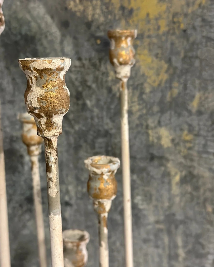 White 13-Candle Iron Candelabra