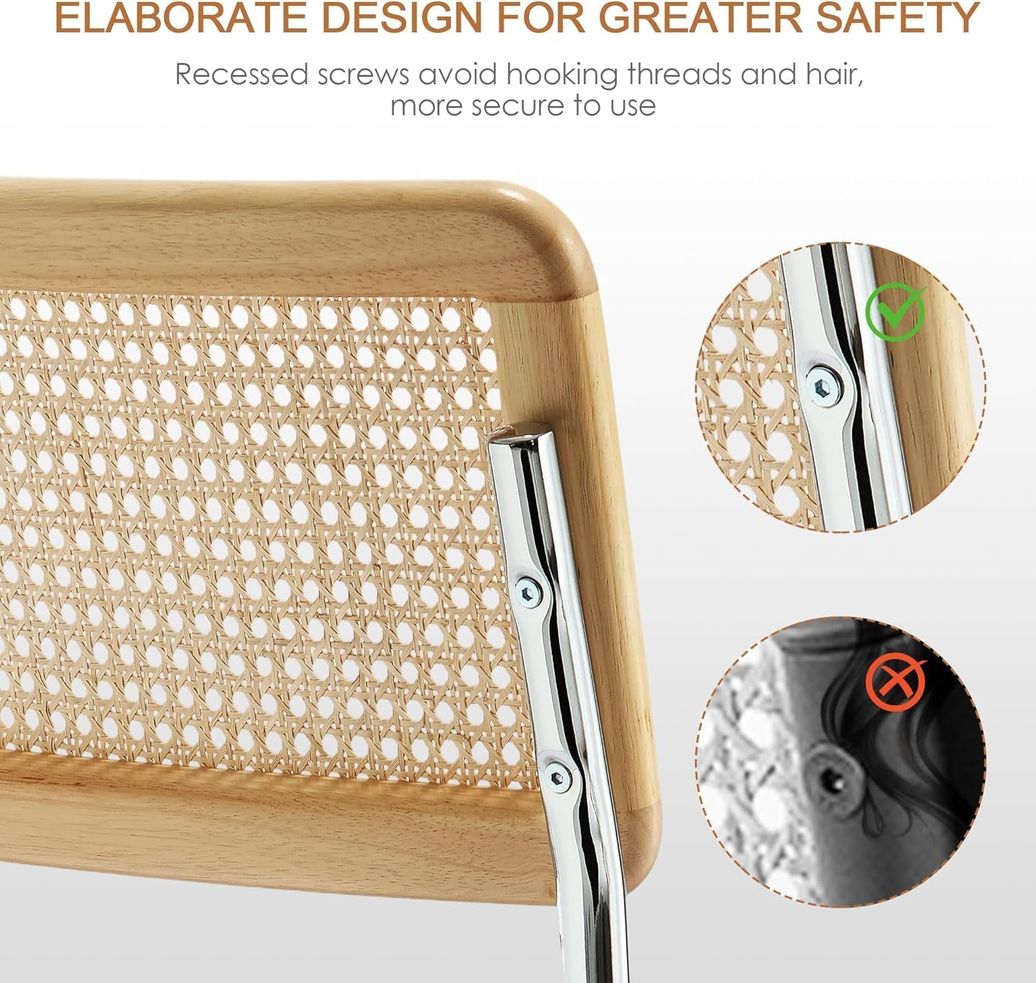 Modern Rattan Bar Stools Set of Two for Kitchens