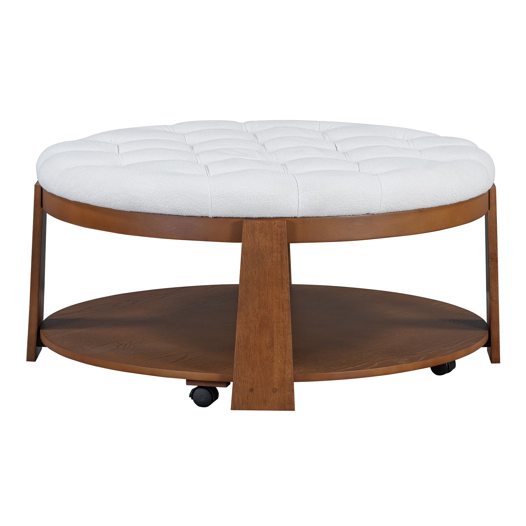 Modern Large Round Ottoman Coffee Table 2-Tier