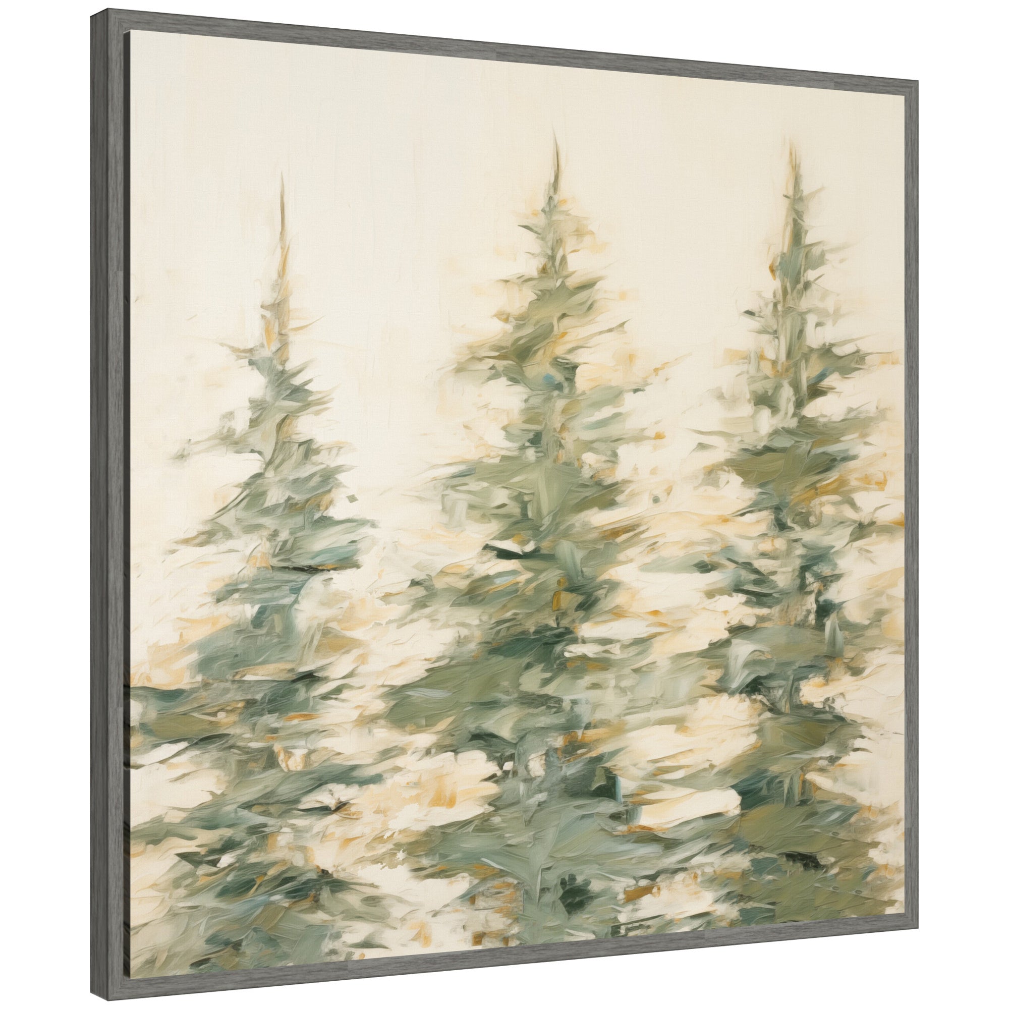 Sylvie Evergreen Trees Abstract Framed Canvas by The Creative Bunch Studio