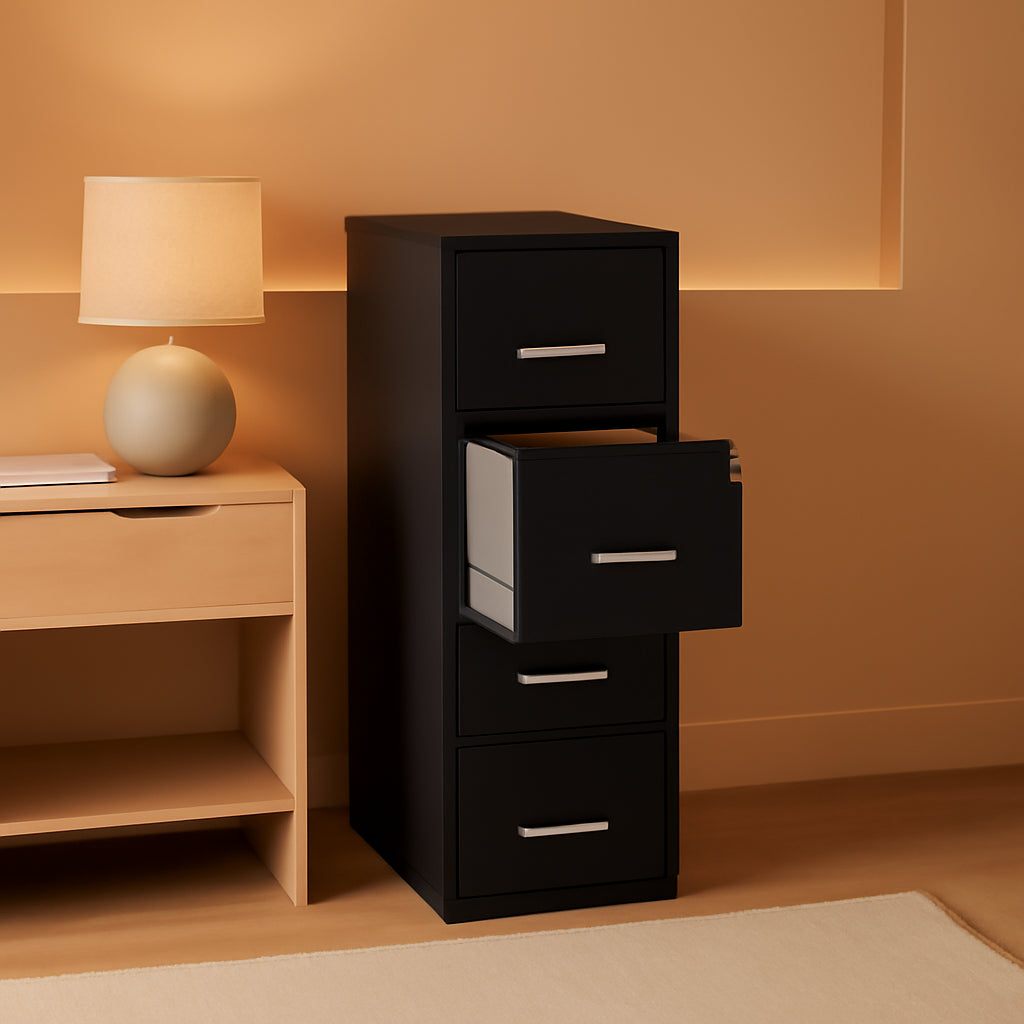 Black Metal Letter File Cabinet 18 Inch Deep 4 Drawers