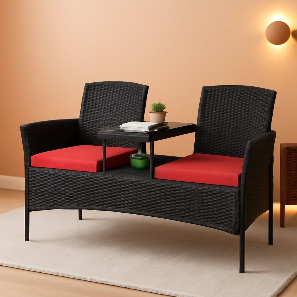 Wicker Outdoor Conversation Set With Removable Cushions