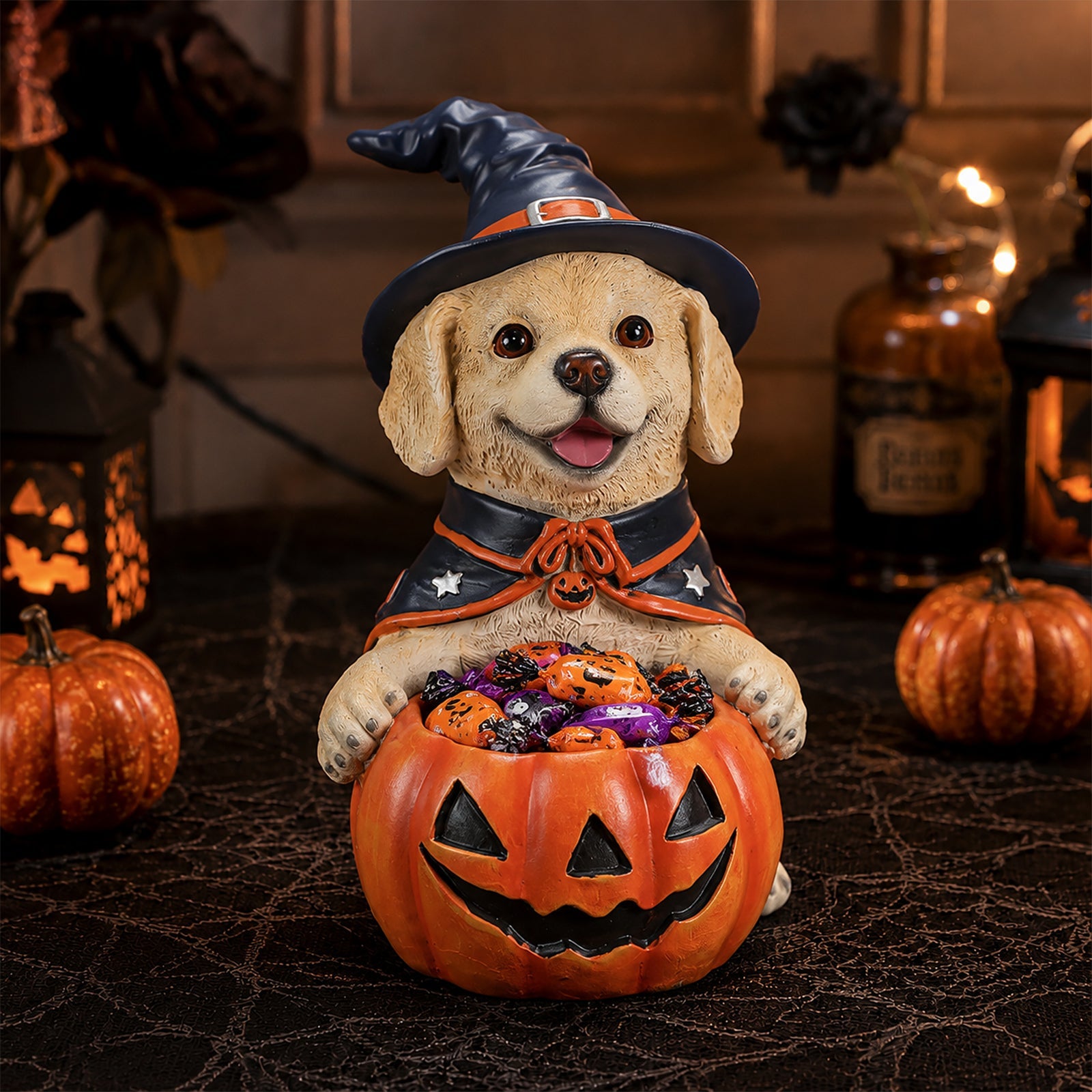 Halloween Labrador Retriever Witch Puppy Figurine