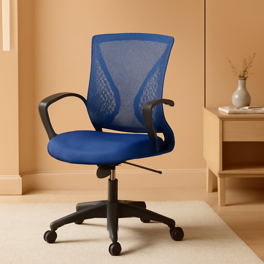 Blue Ergonomic Mesh Back Gaming Chair With Lumbar Support