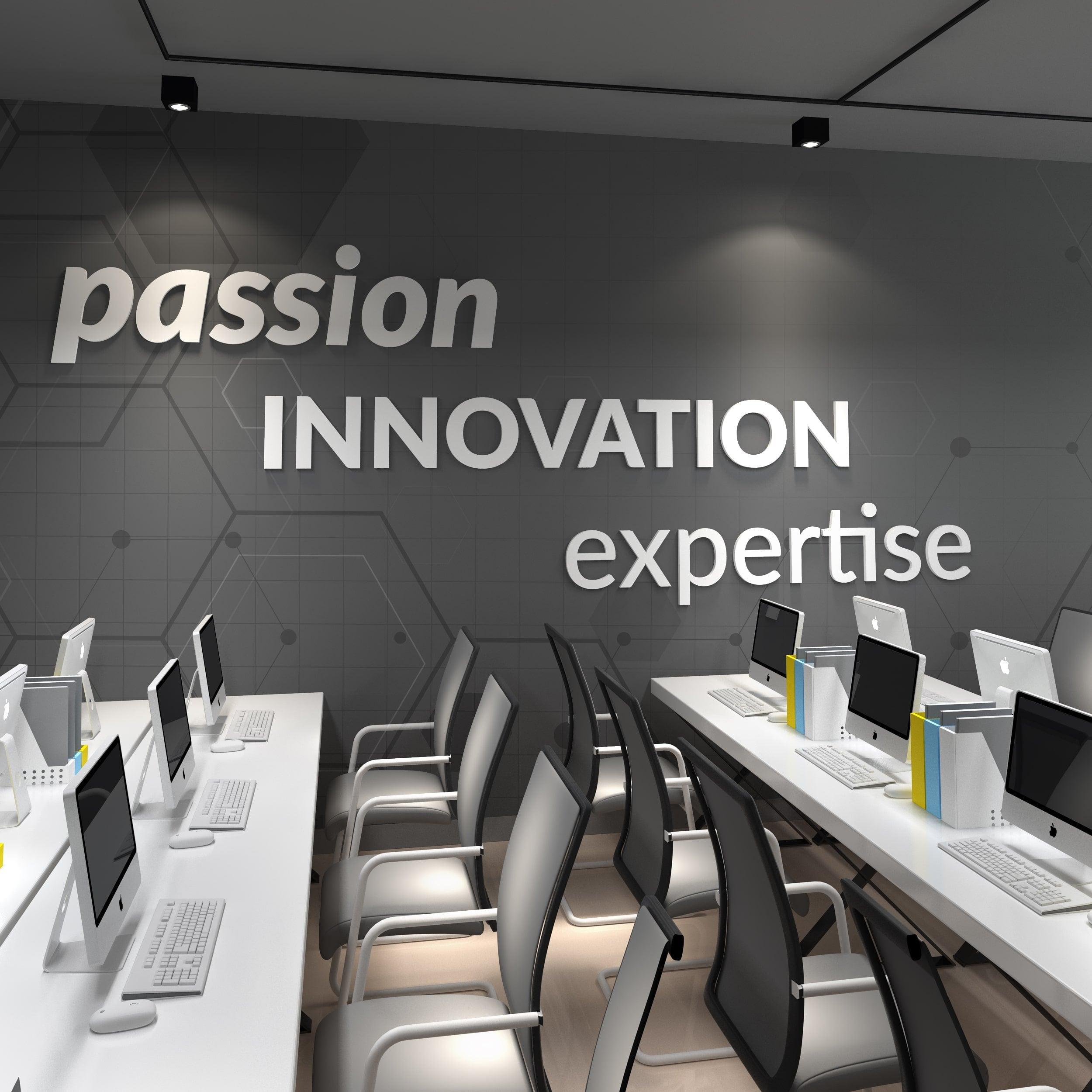 Passion, Innovation, Expertise - 3D Office Wall Decor - PRHOMZ