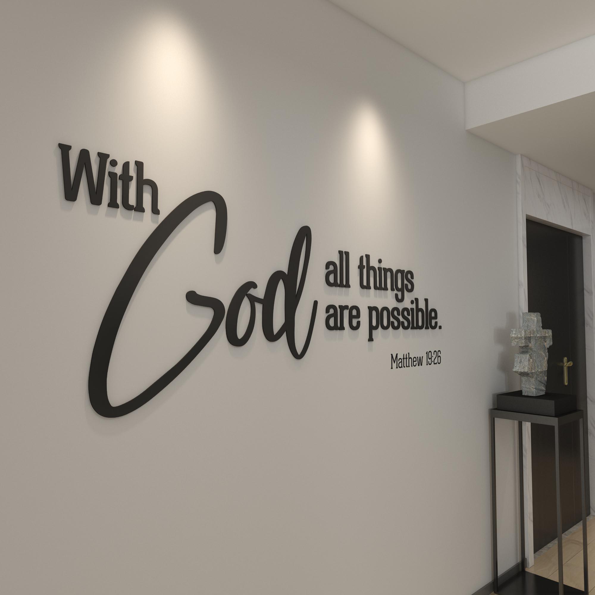 With God All Things 3D Wall Sign - PRHOMZ