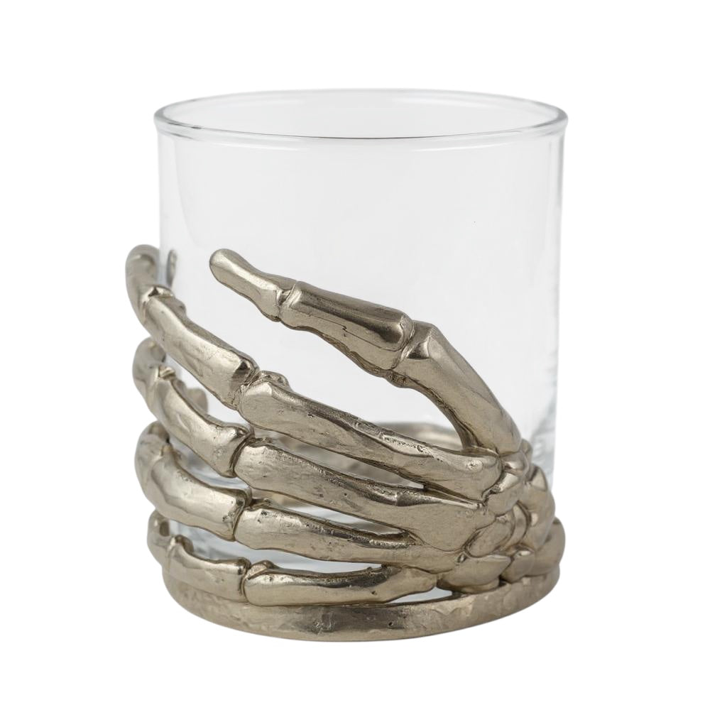 Set of 4 - Skeleton Hand Whisky Glasses | Juice Glasses | Drinkware | Statement Barware | Halloween Glasses | Gold, Silver or Antique Finish-5